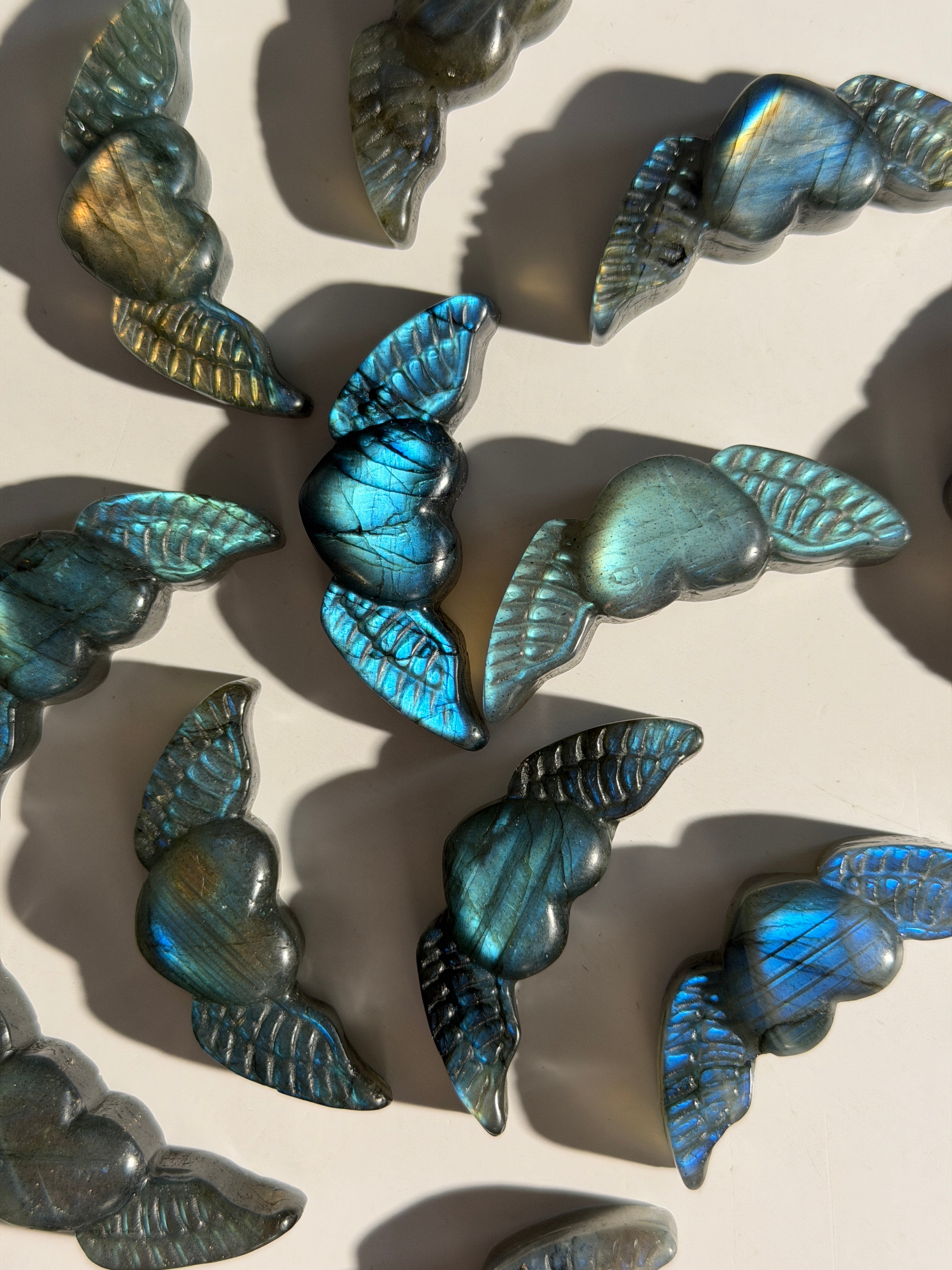 Labradorit Herz mit Flügeln Mini