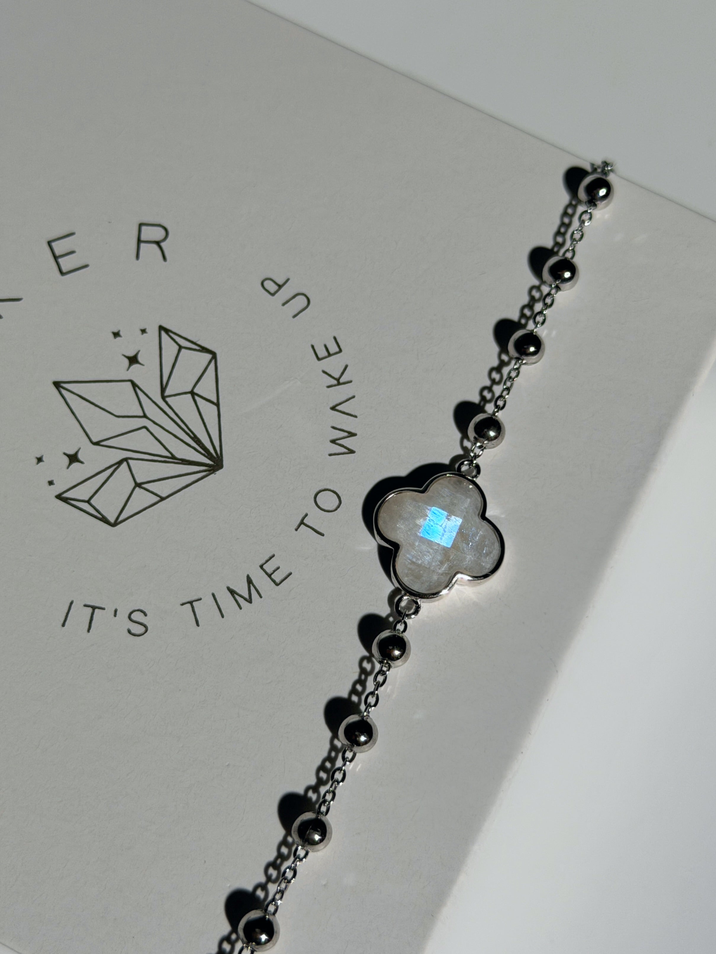 Weißer Mondstein Armband aus Silber