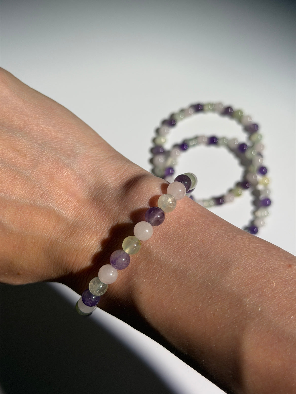 Spring Armband | Amethyst, Rosenquarz, Prehnit