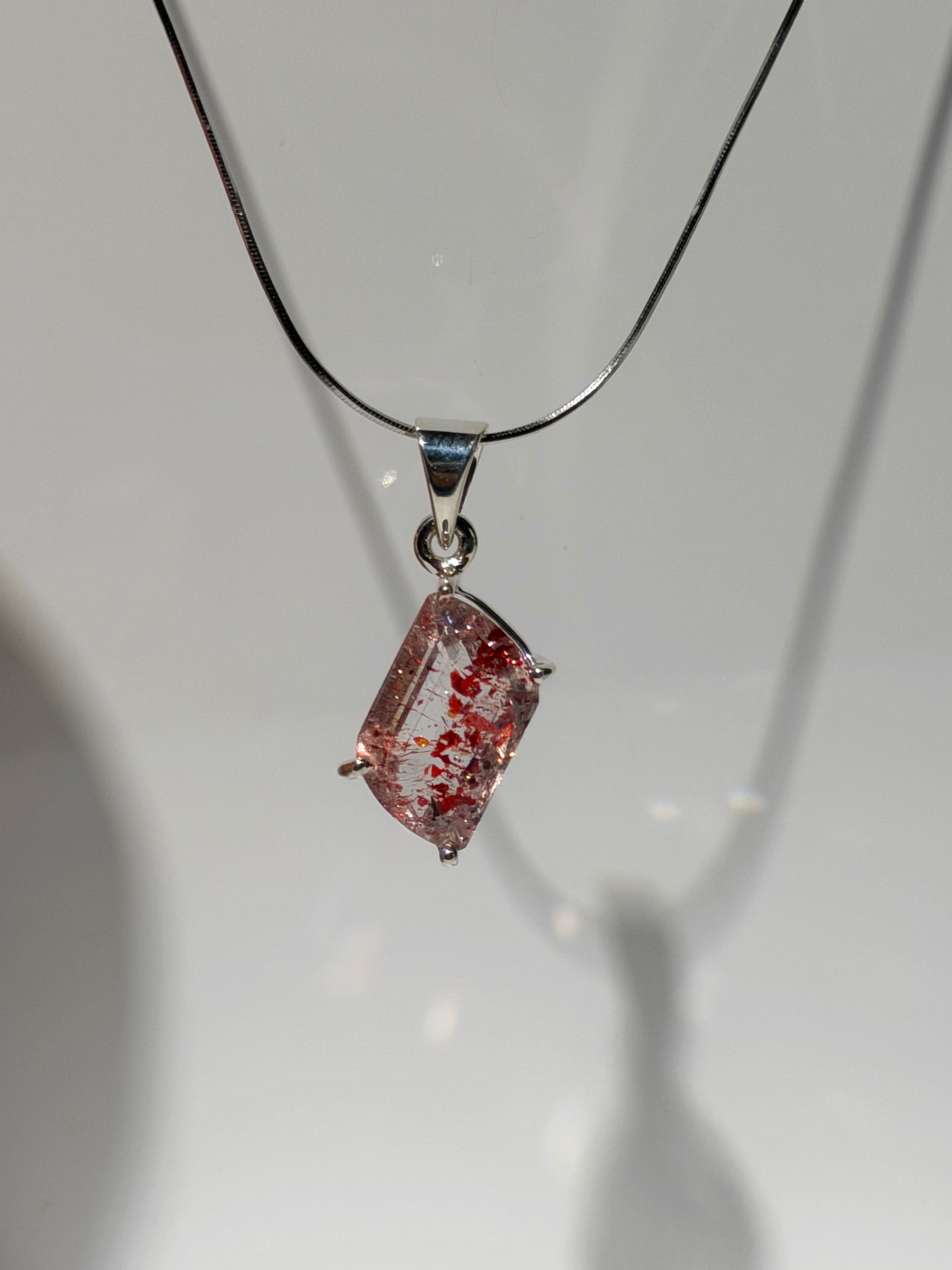 Erdbeerquarz Anhänger | Highest Quality | 925 Sterling Silber