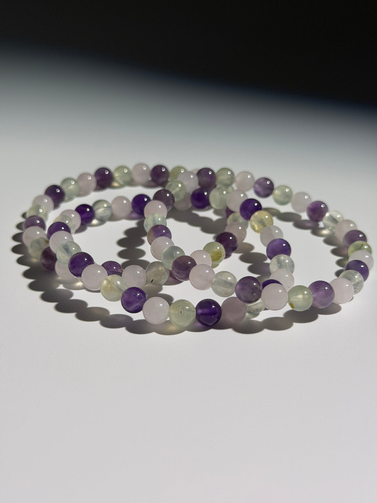 Spring Armband | Amethyst, Rosenquarz, Prehnit