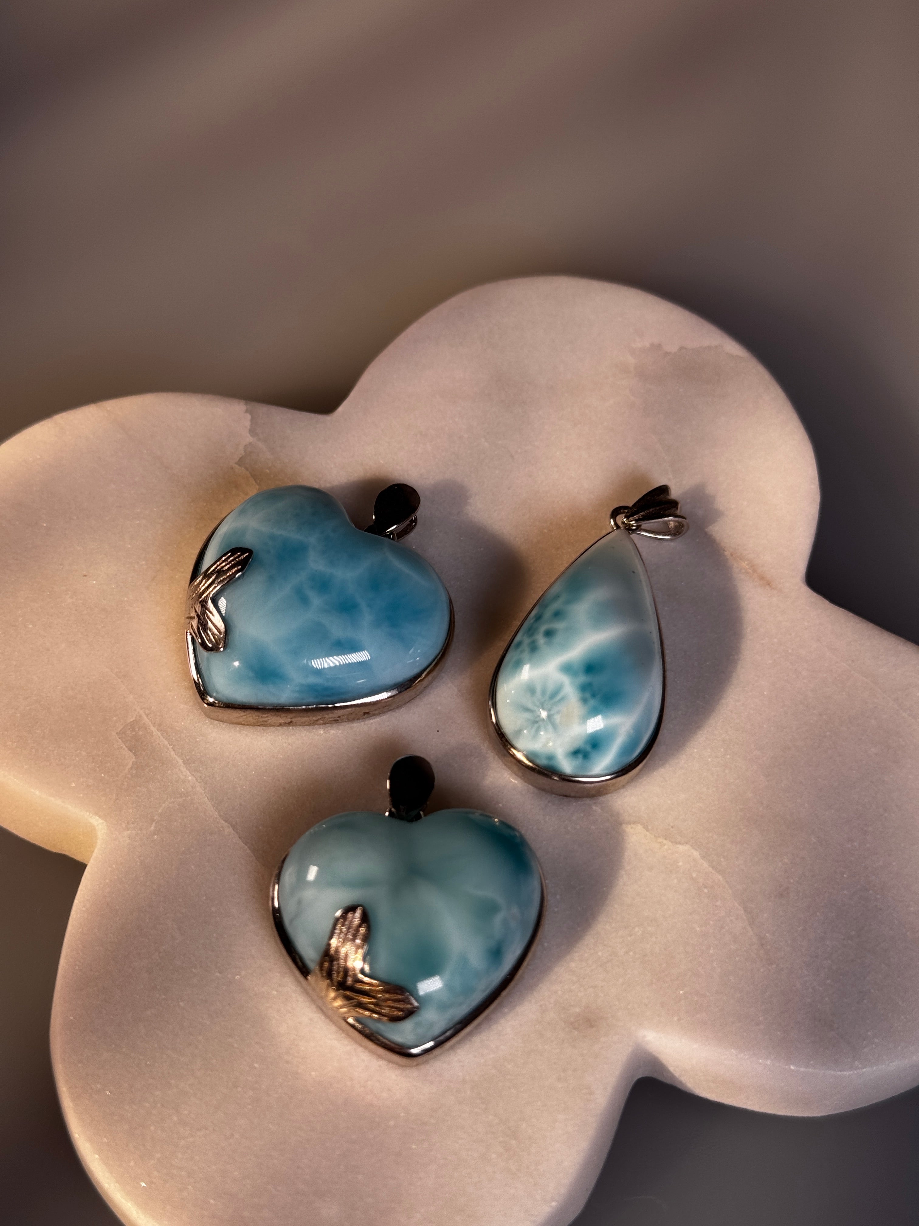 Larimar Anhänger auf 925 Sterling Silber