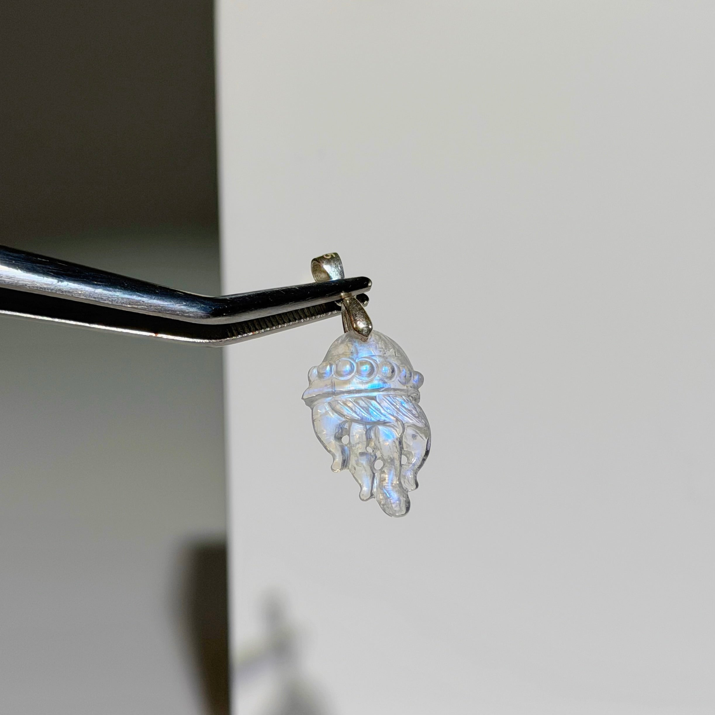 Mondstein Anhänger - Qualle | High Quality | 925 Sterling Silber