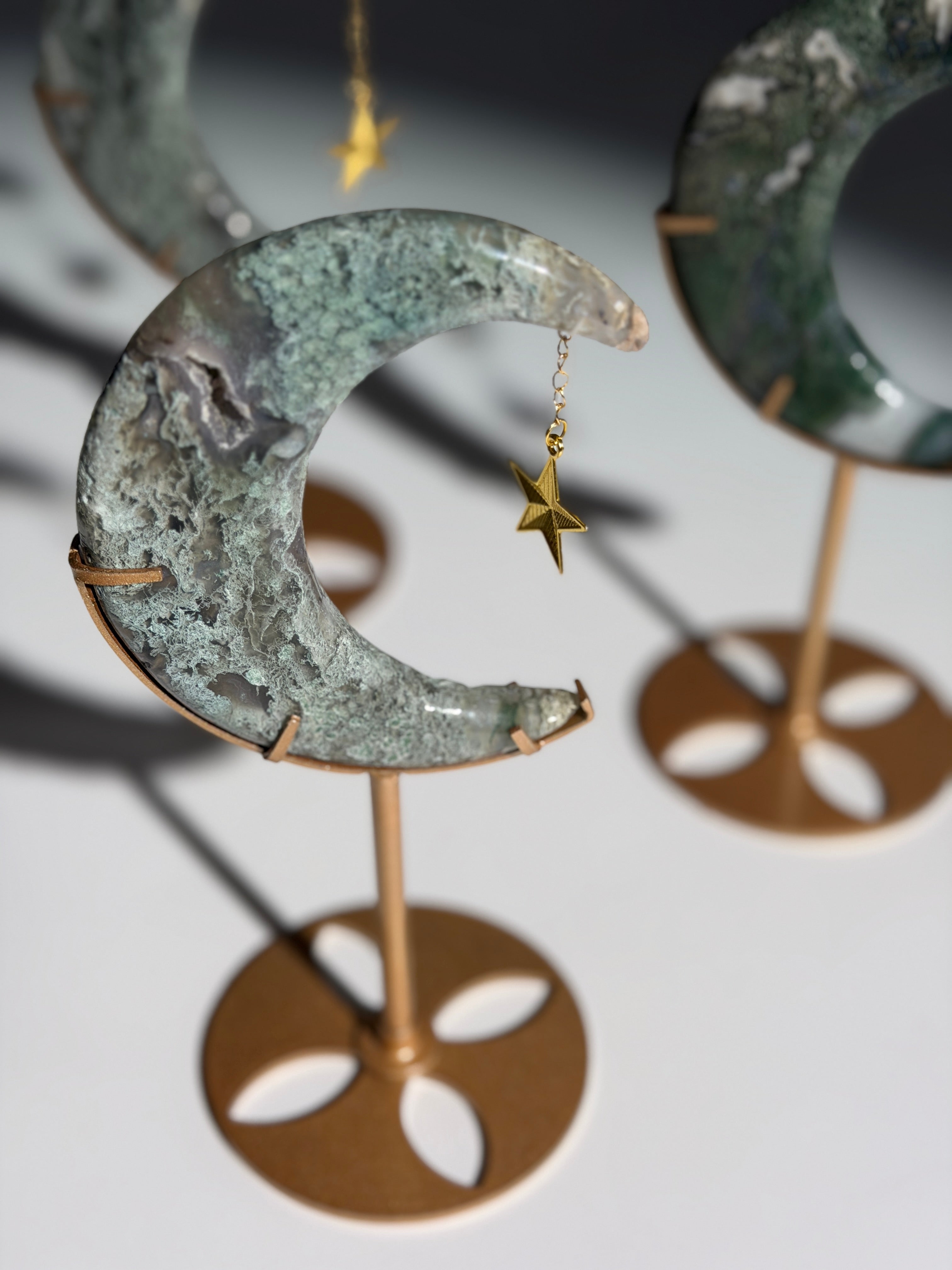 Moosachat Mond mit Sternchen | Gold