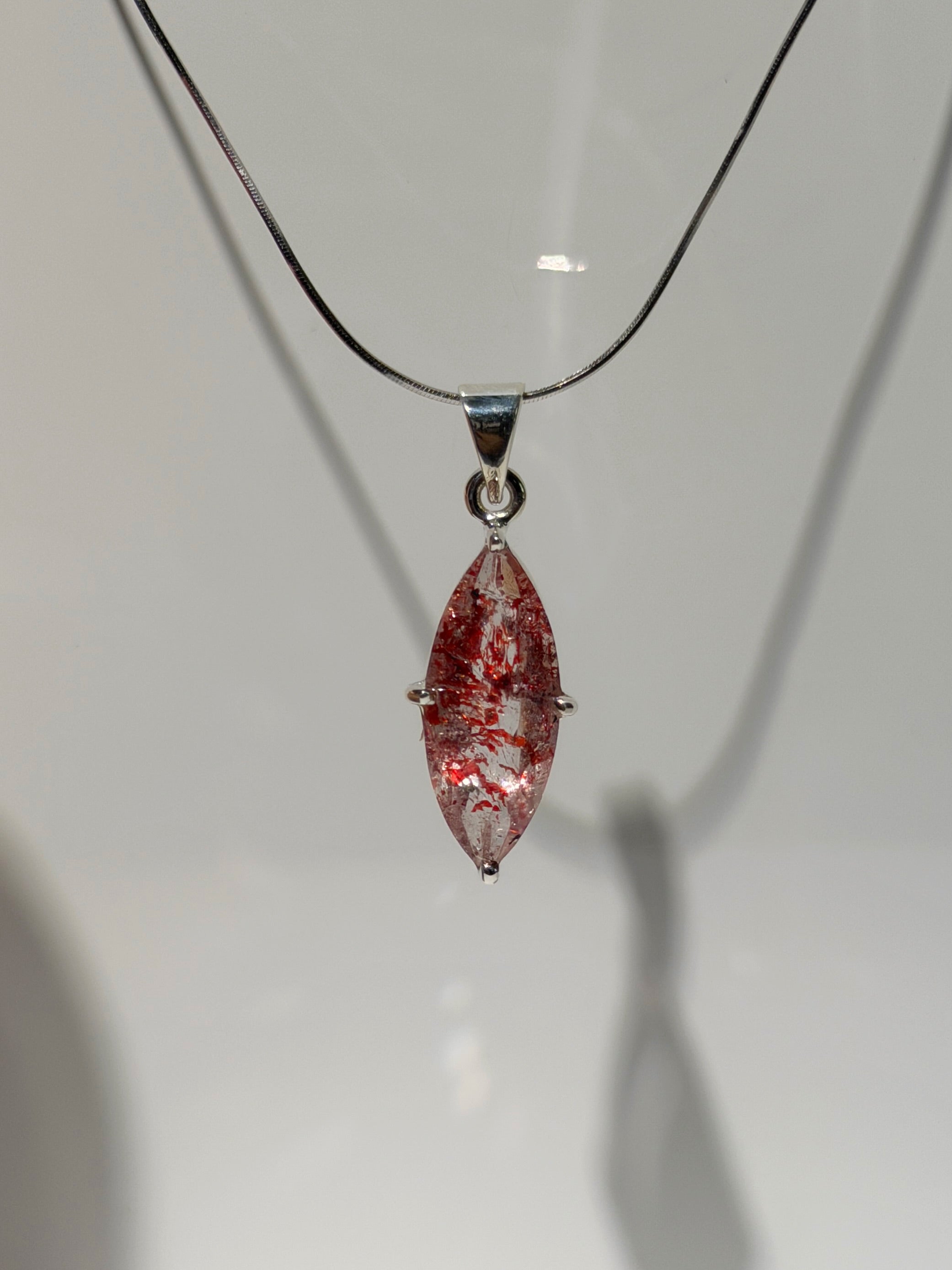 Erdbeerquarz Anhänger | Highest Quality | 925 Sterling Silber