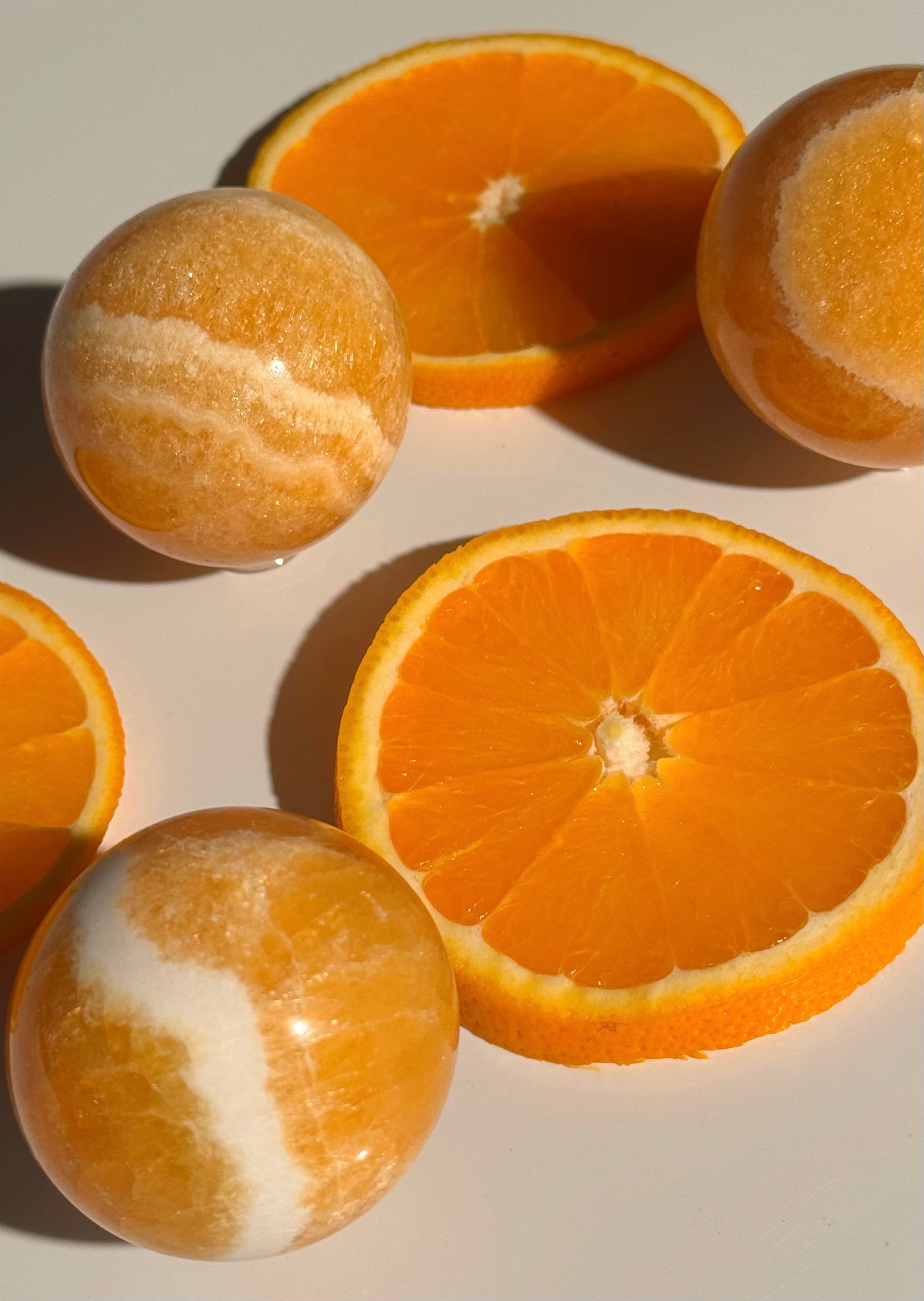 Orangen Calcit Kugel