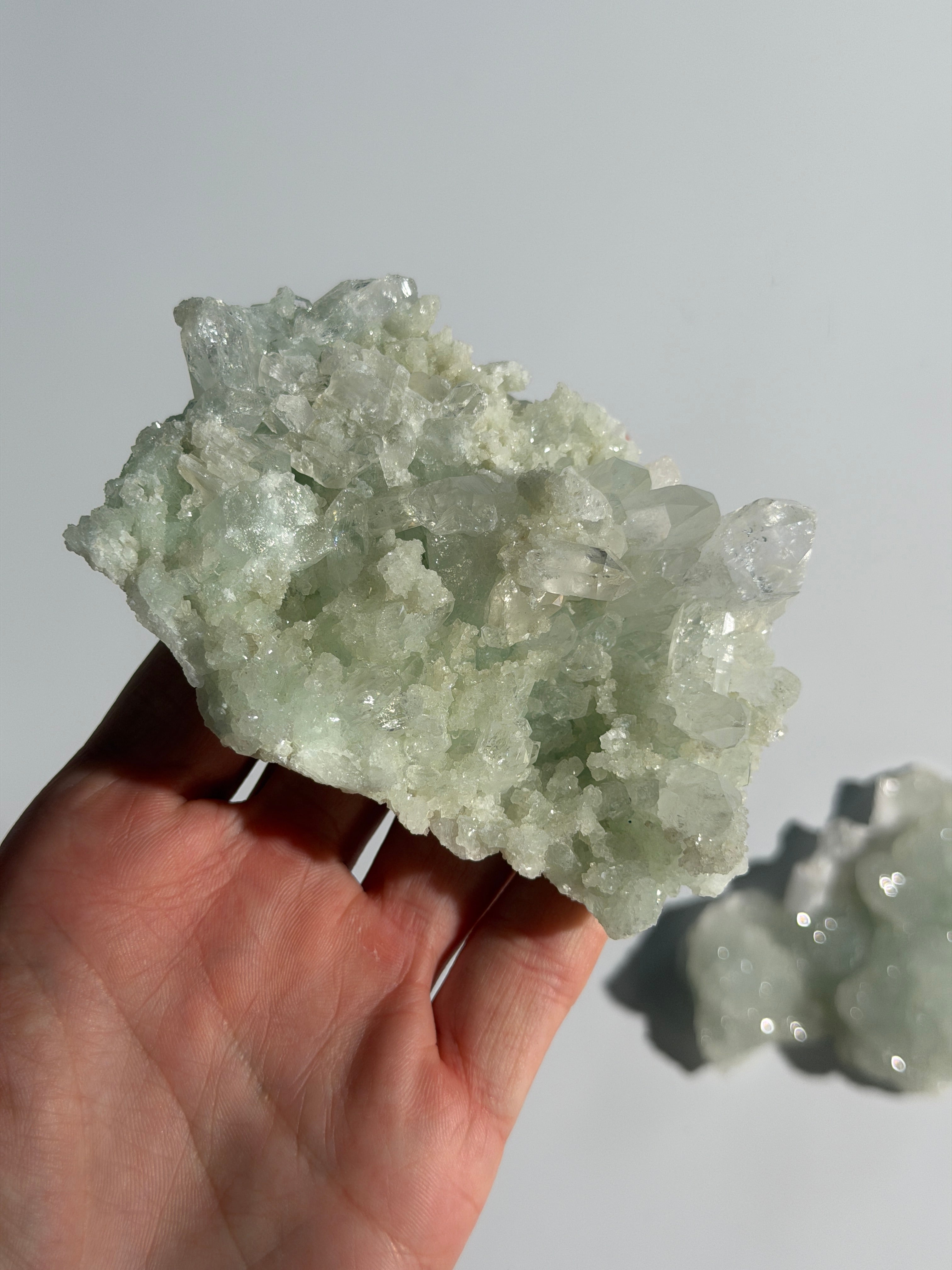 Prehnit mit Quarz Cluster | Rare