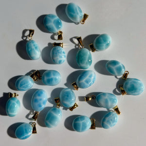 Larimar Anhänger | Gold 14k | Oval