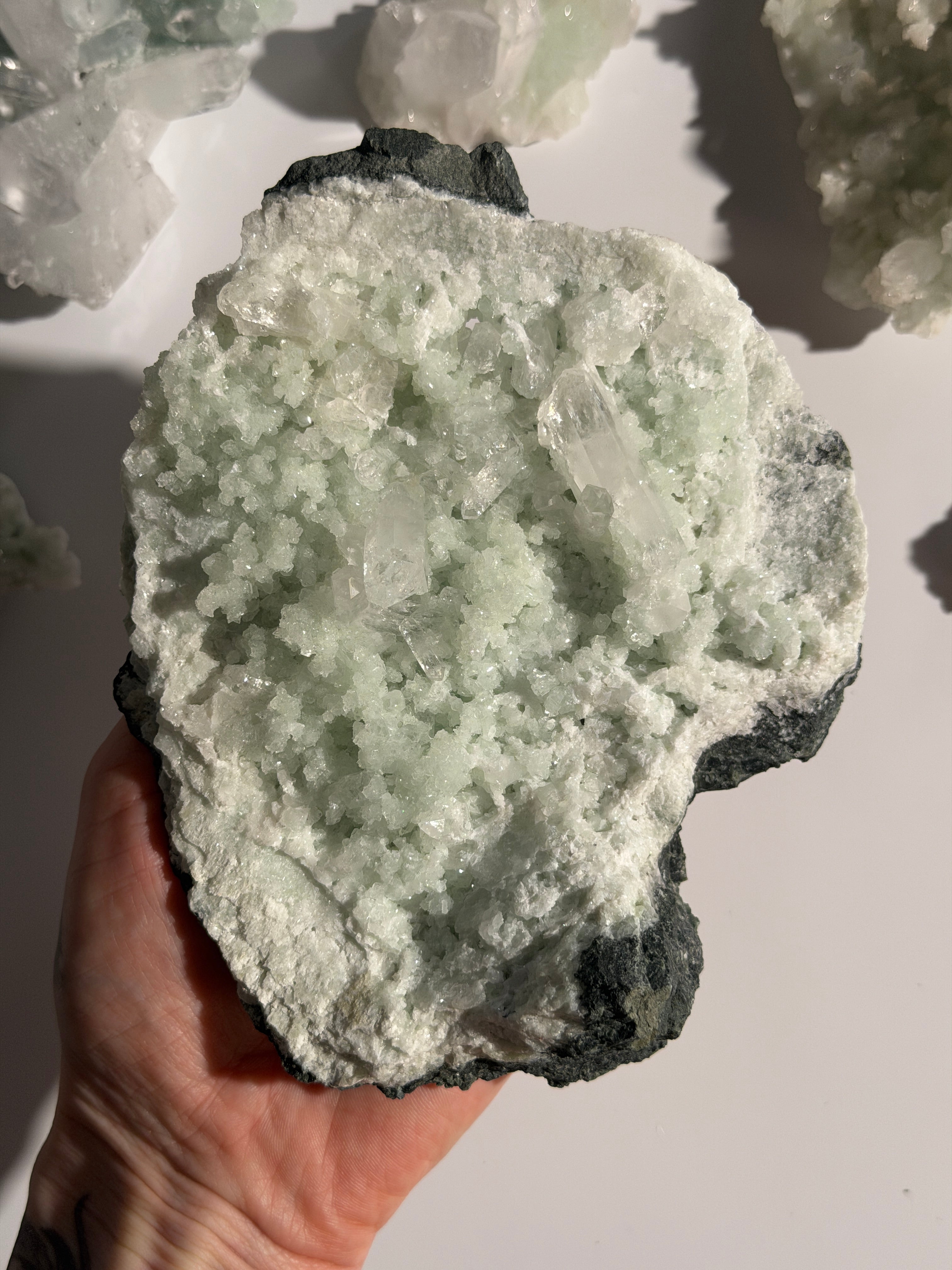 Prehnit mit Quarz Cluster | Rare