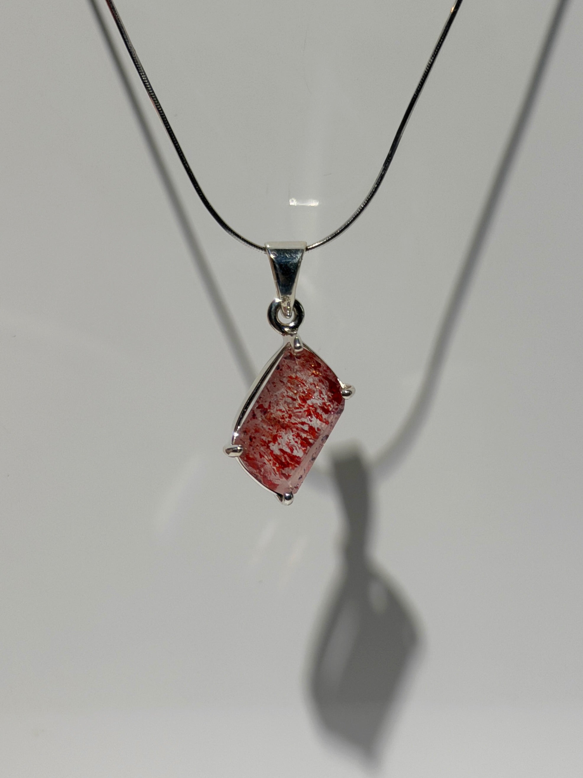 Erdbeerquarz Anhänger | Highest Quality | 925 Sterling Silber