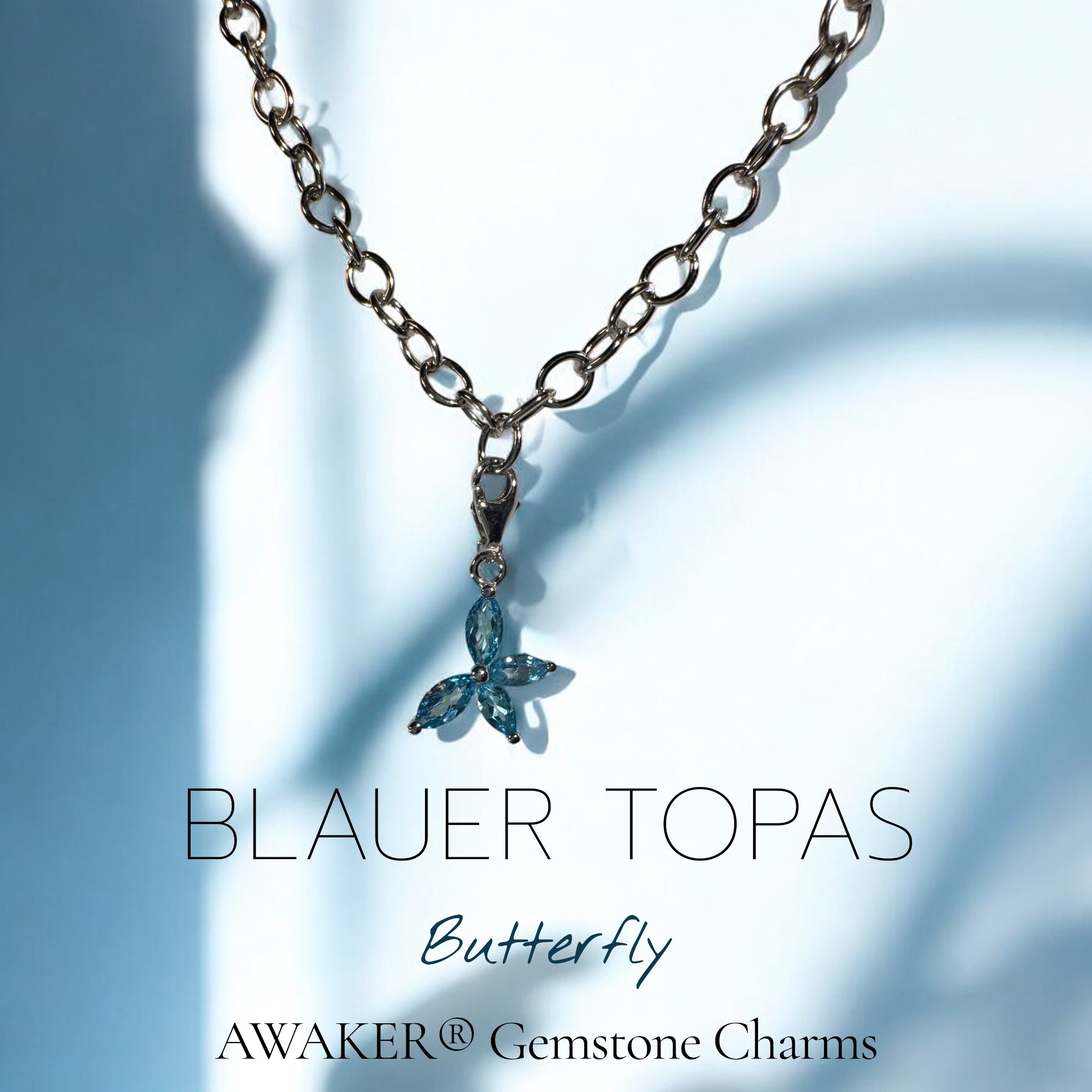 Butterfly Charm - blauer Topas