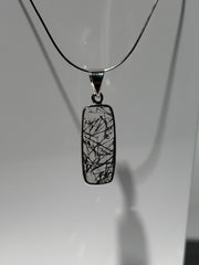 Turmalin in Quarz Anhänger | Highest Quality | 925 Sterling Silber