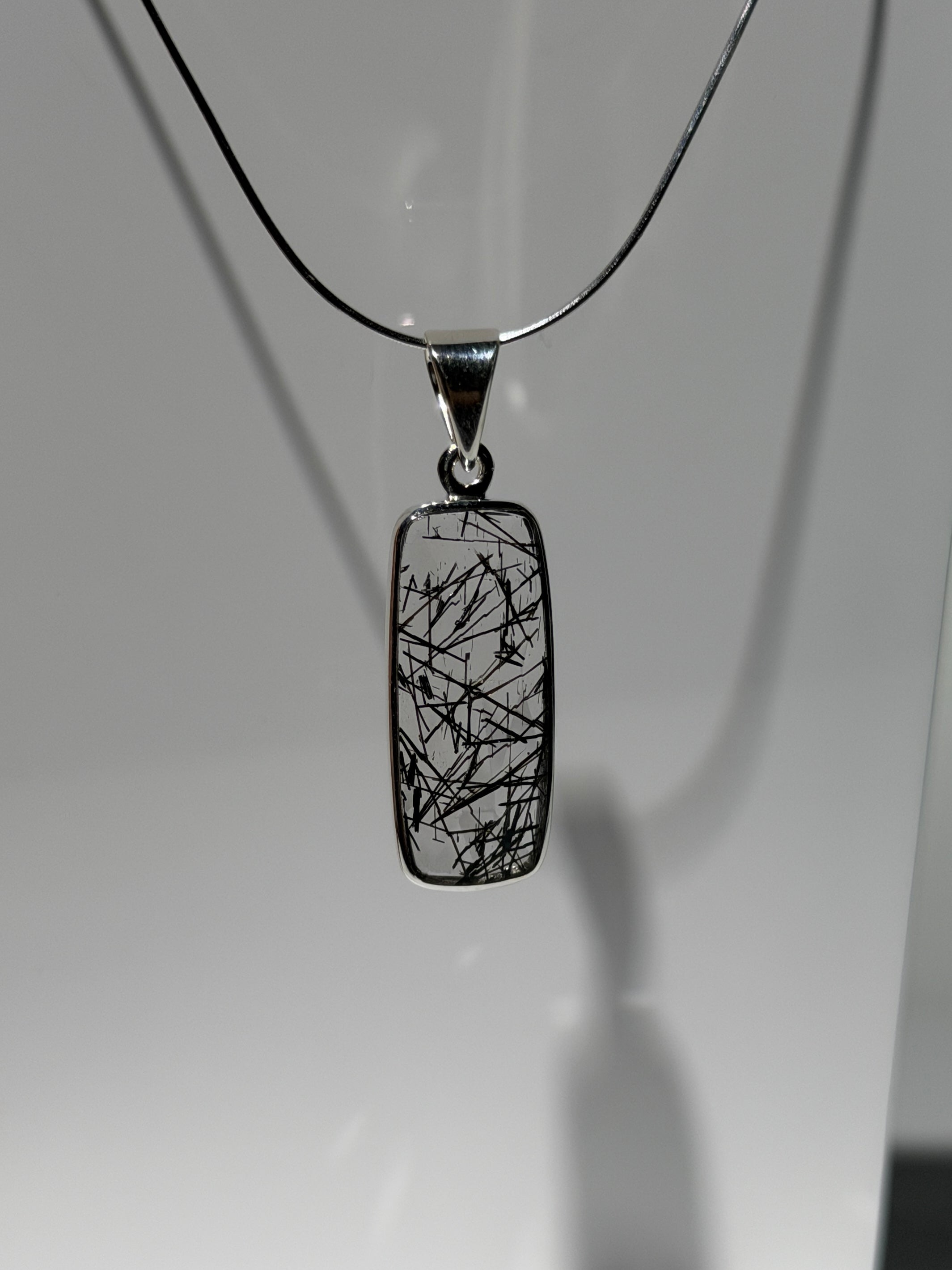 Turmalin in Quarz Anhänger | Highest Quality | 925 Sterling Silber
