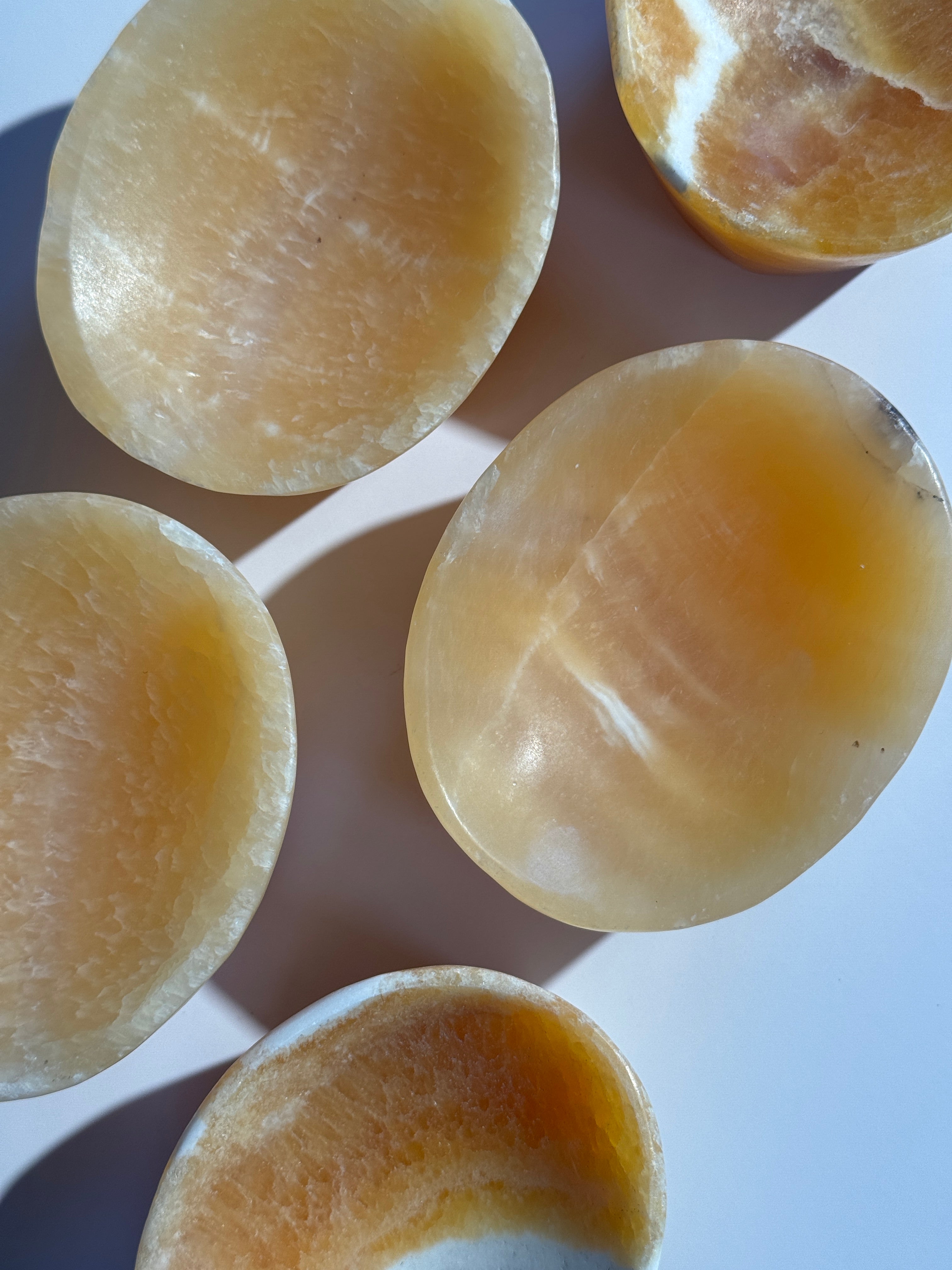 Orangencalcit Schale Oval