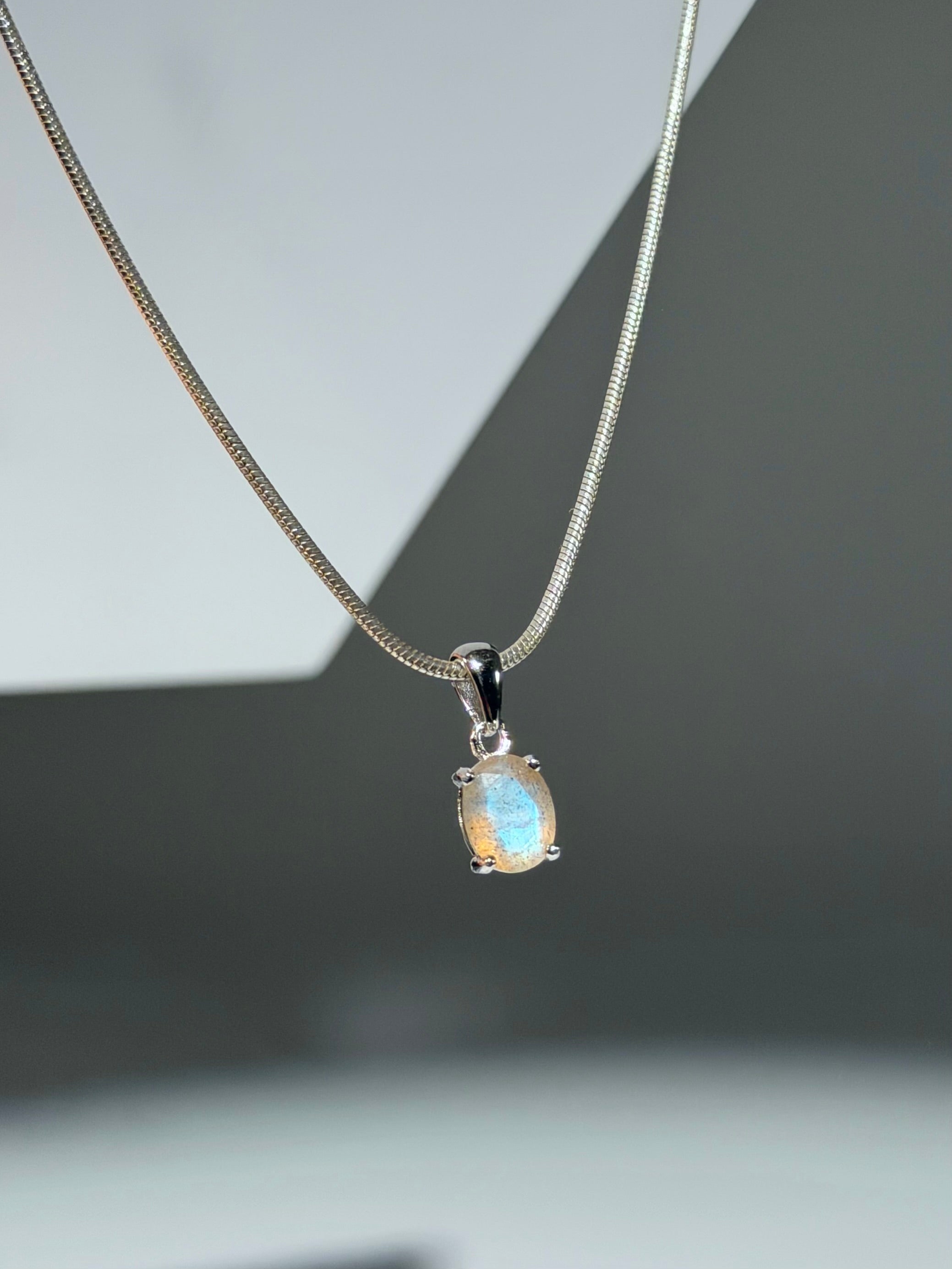 Labradorit Anhänger Oval | 925 Sterling Silber