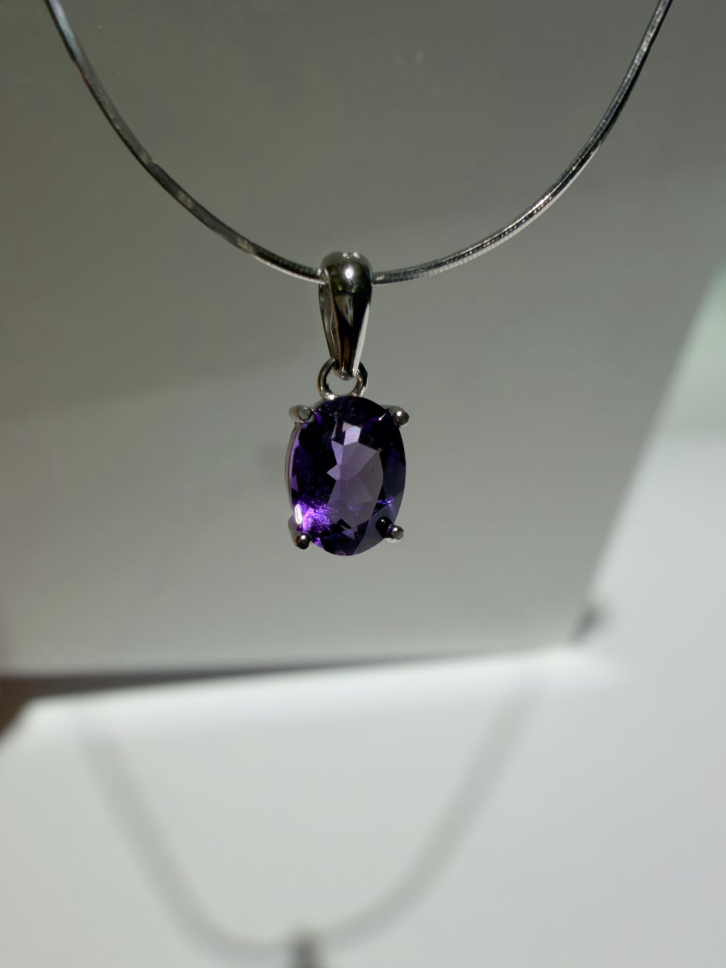 Amethyst Anhänger - Oval | 925 Sterling Silber