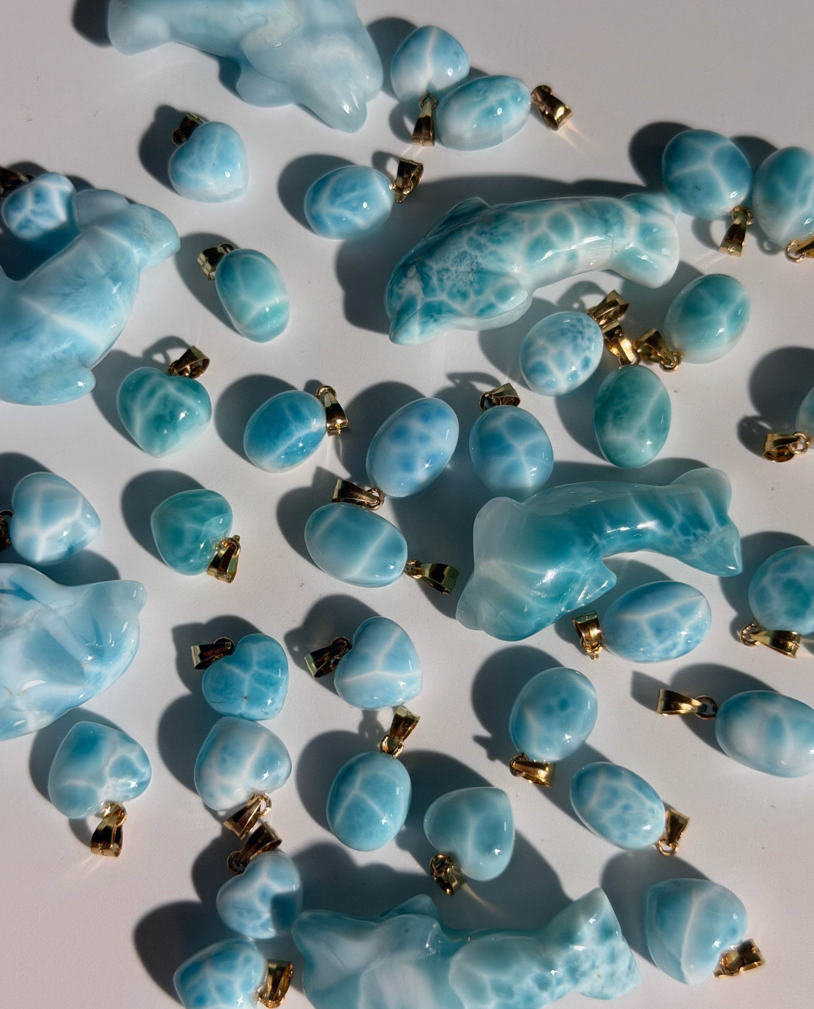 Larimar Anhänger | Gold 14k | Herz