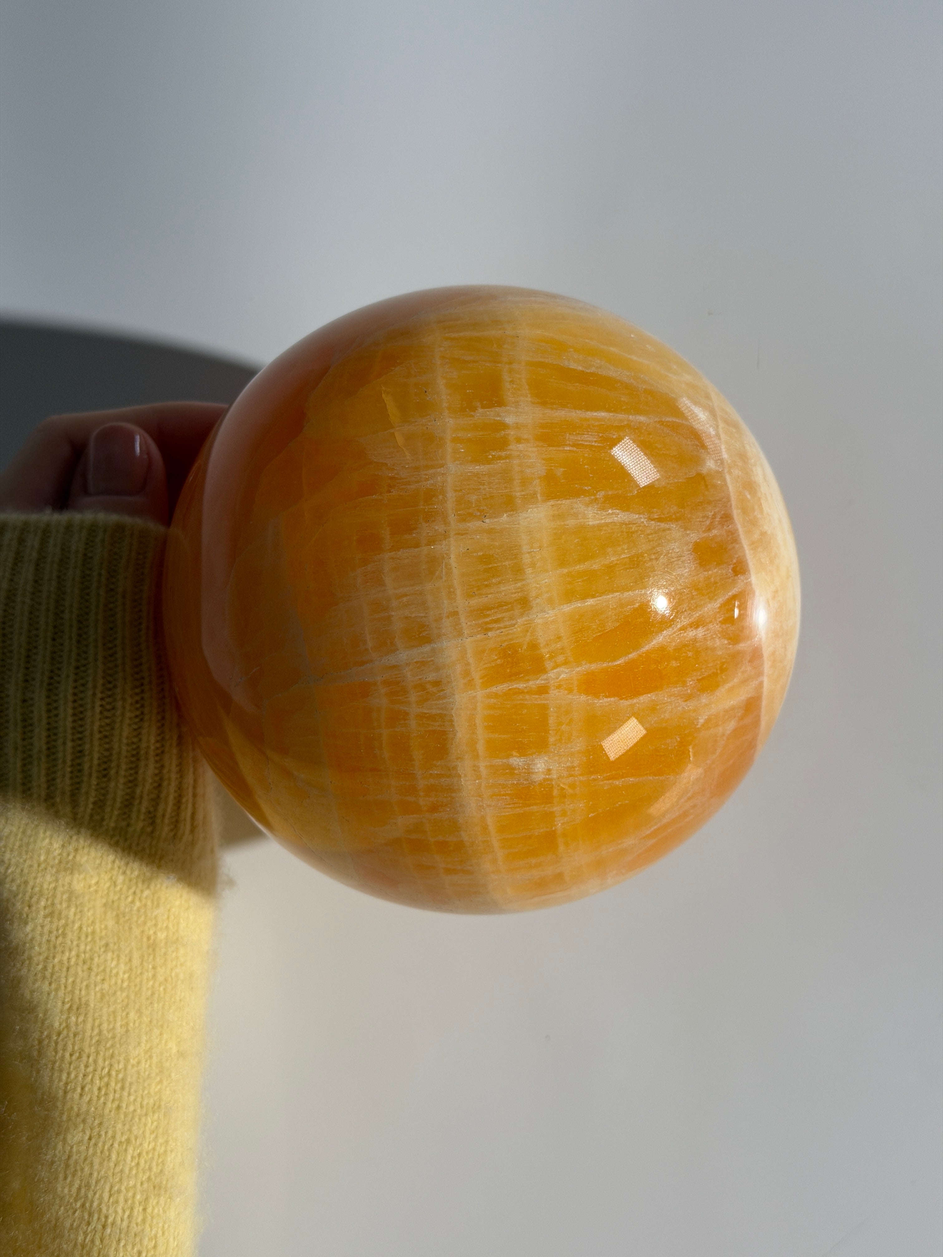 Orangen Calcit Kugel XL | Unikat