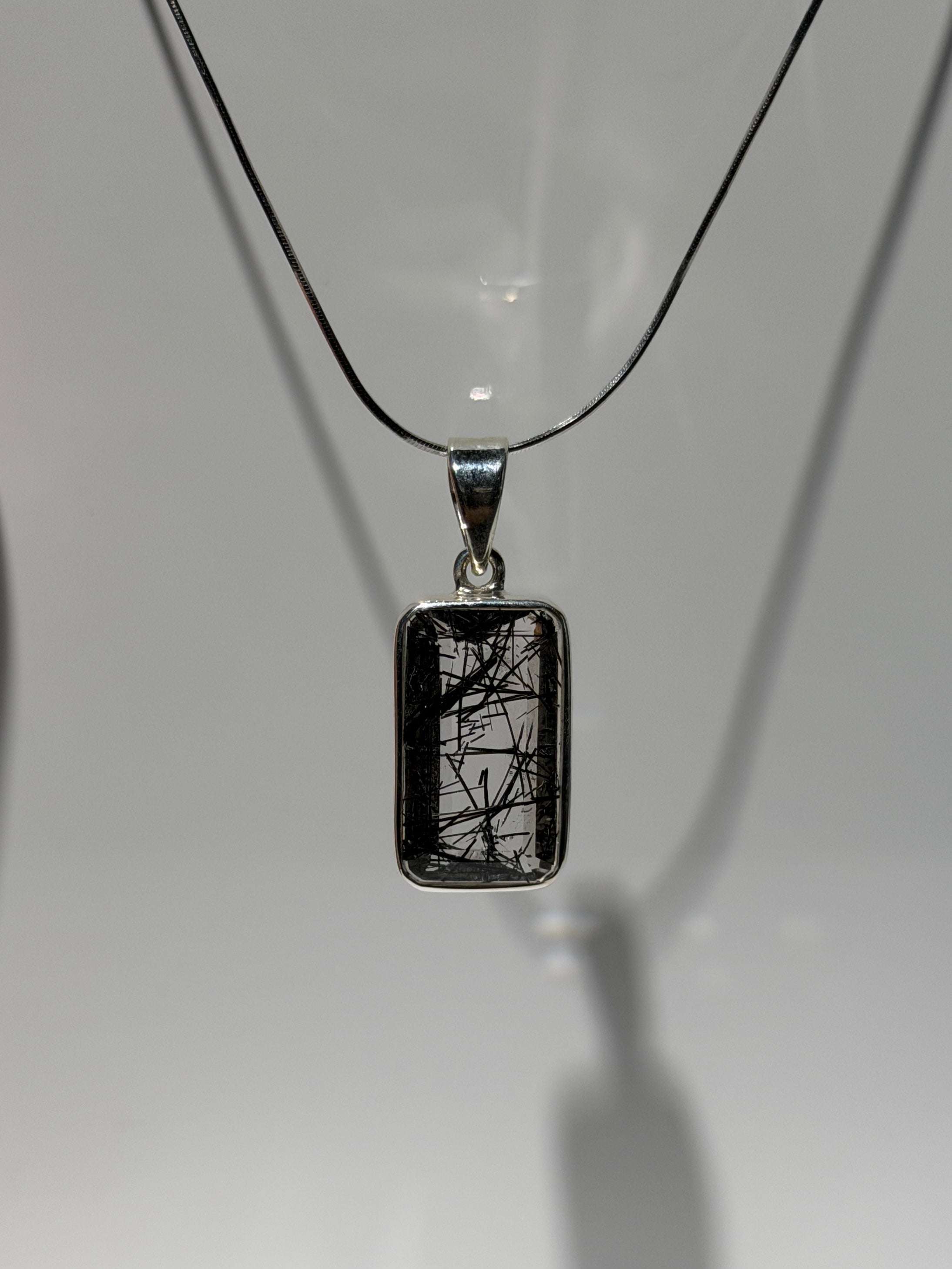Turmalin in Quarz Anhänger | Highest Quality | 925 Sterling Silber