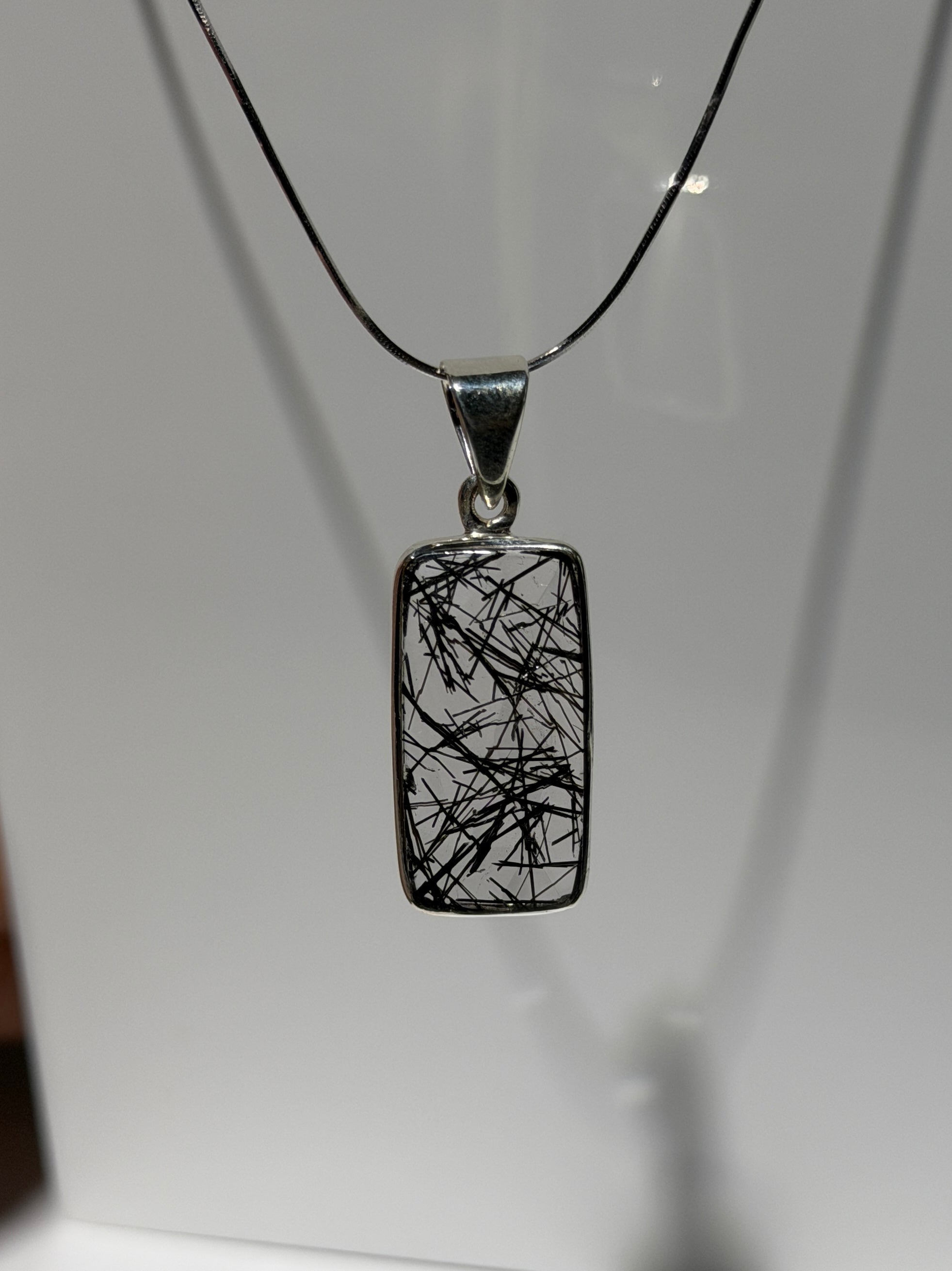 Turmalin in Quarz Anhänger | Highest Quality | 925 Sterling Silber