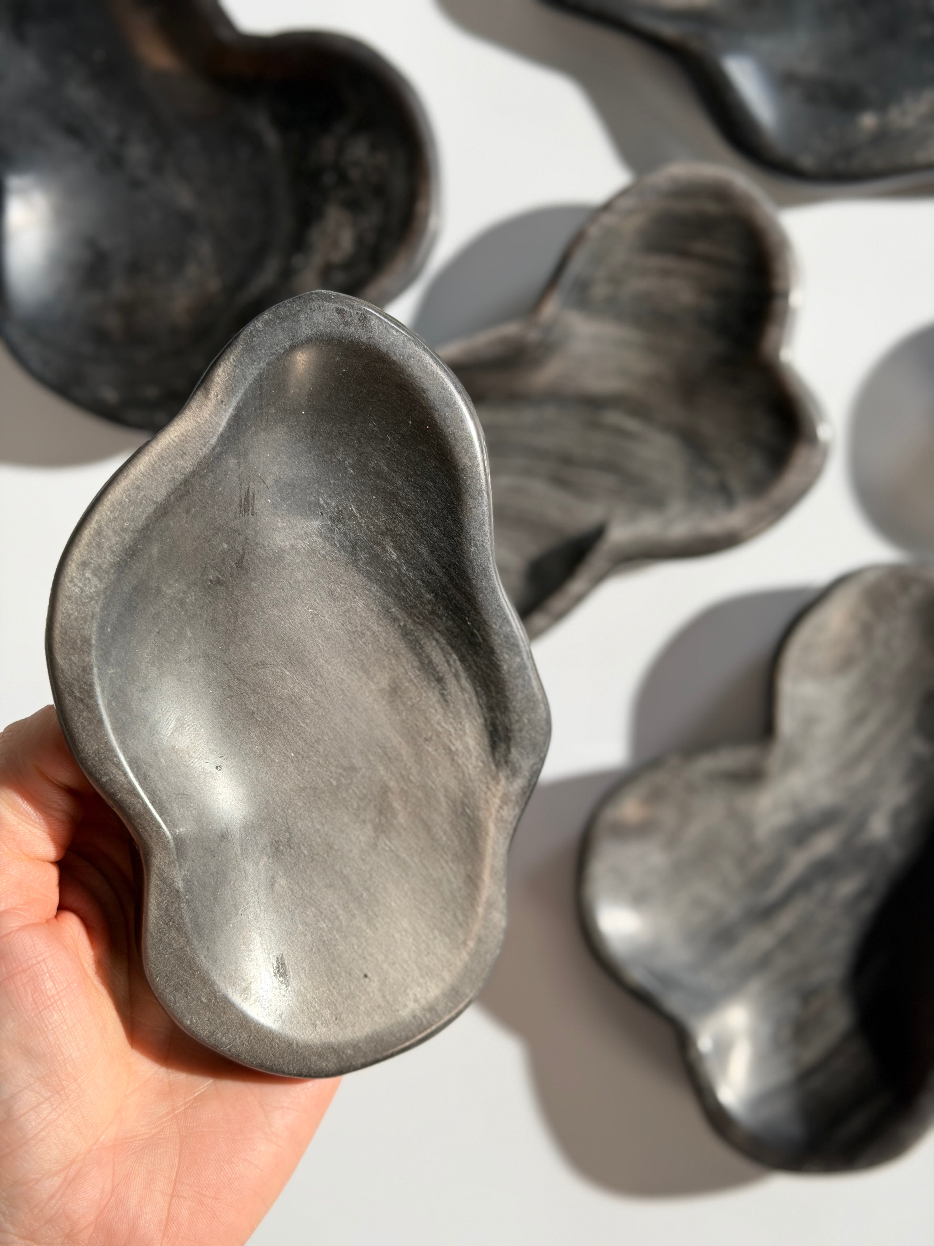 Silber Obsidian Schale