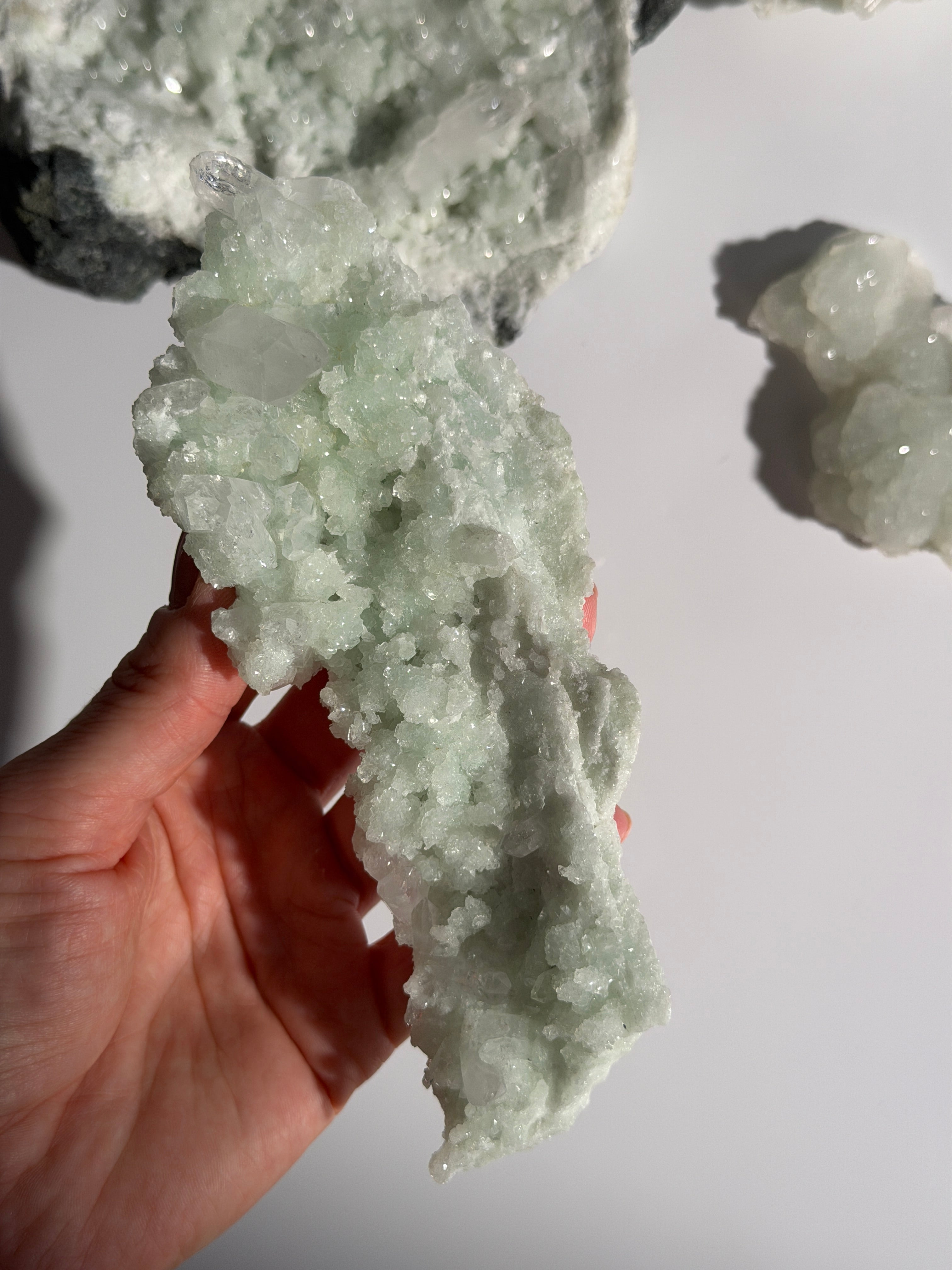 Prehnit mit Quarz Cluster | Rare