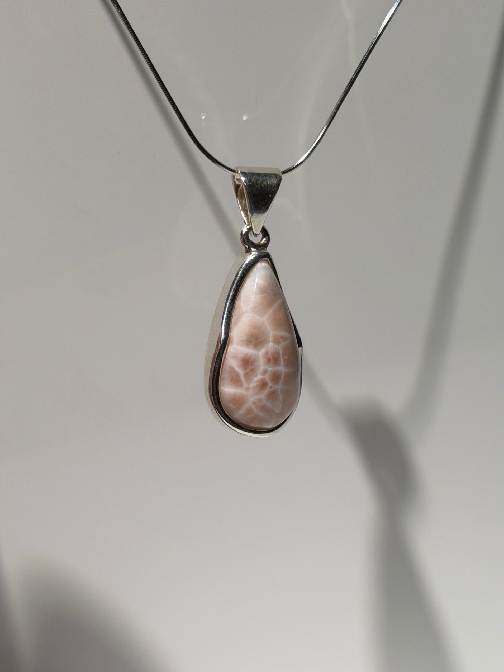 Pink Larimar / Natrolith Anhänger | High Quality | 925 Sterling Silber