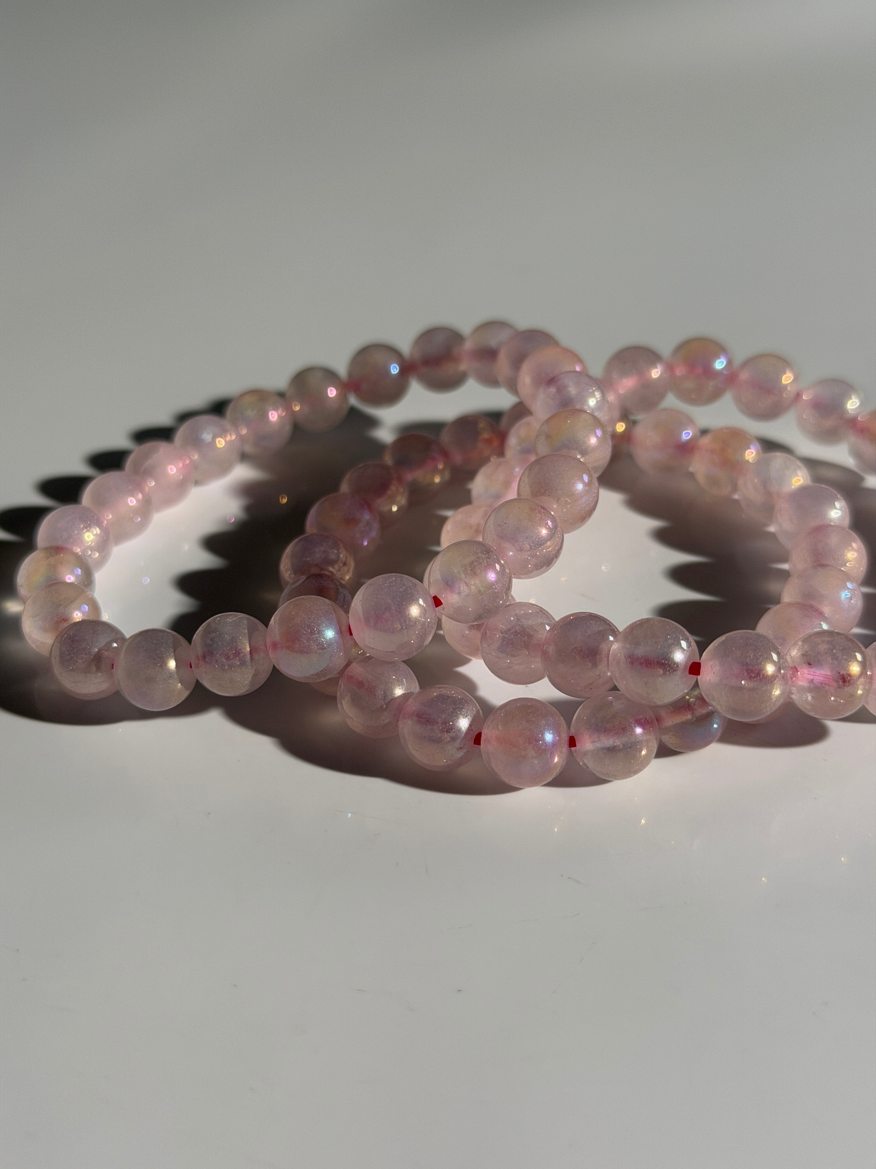 Aura Rosenquarz Kugelarmband