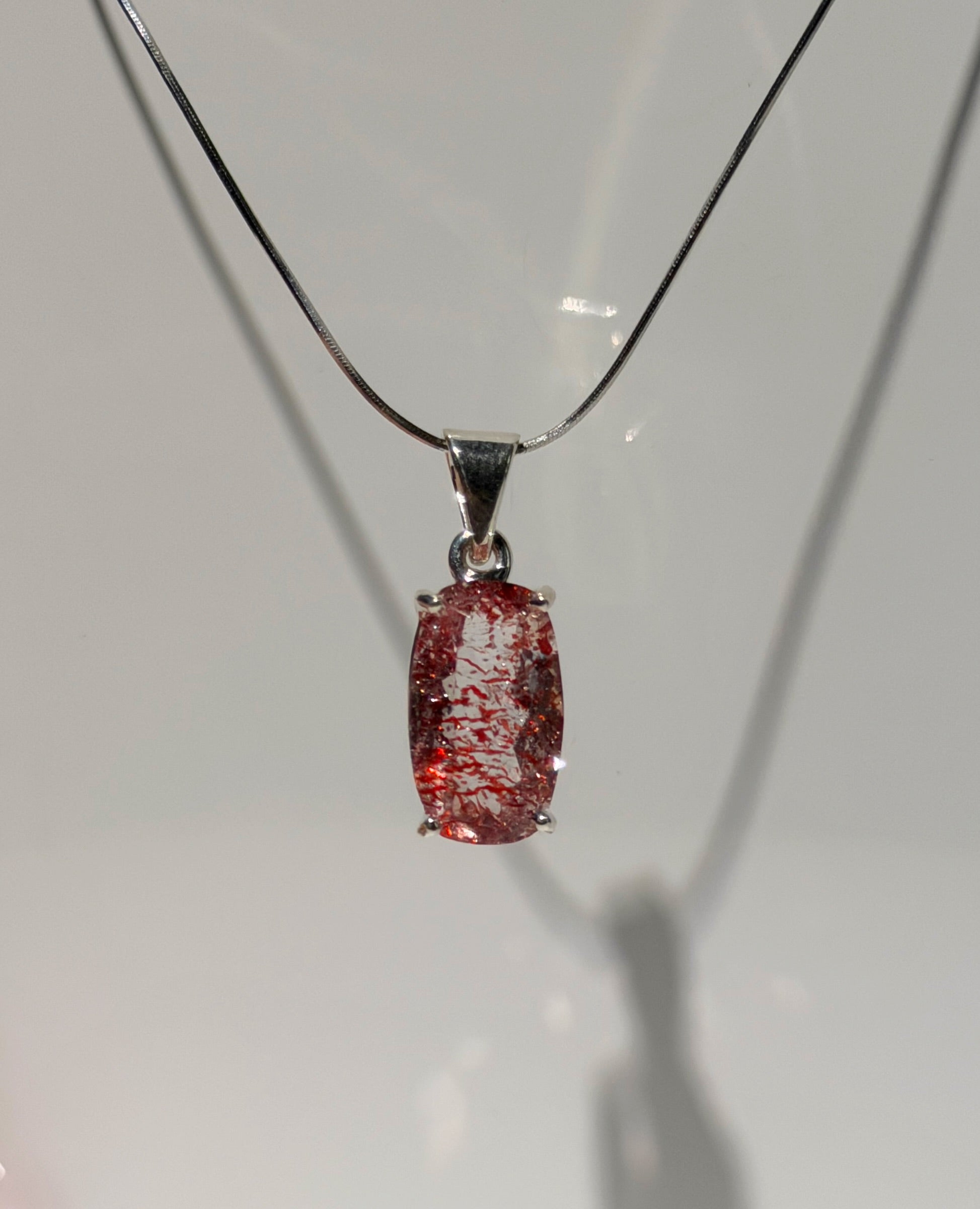 Erdbeerquarz Anhänger | Highest Quality | 925 Sterling Silber