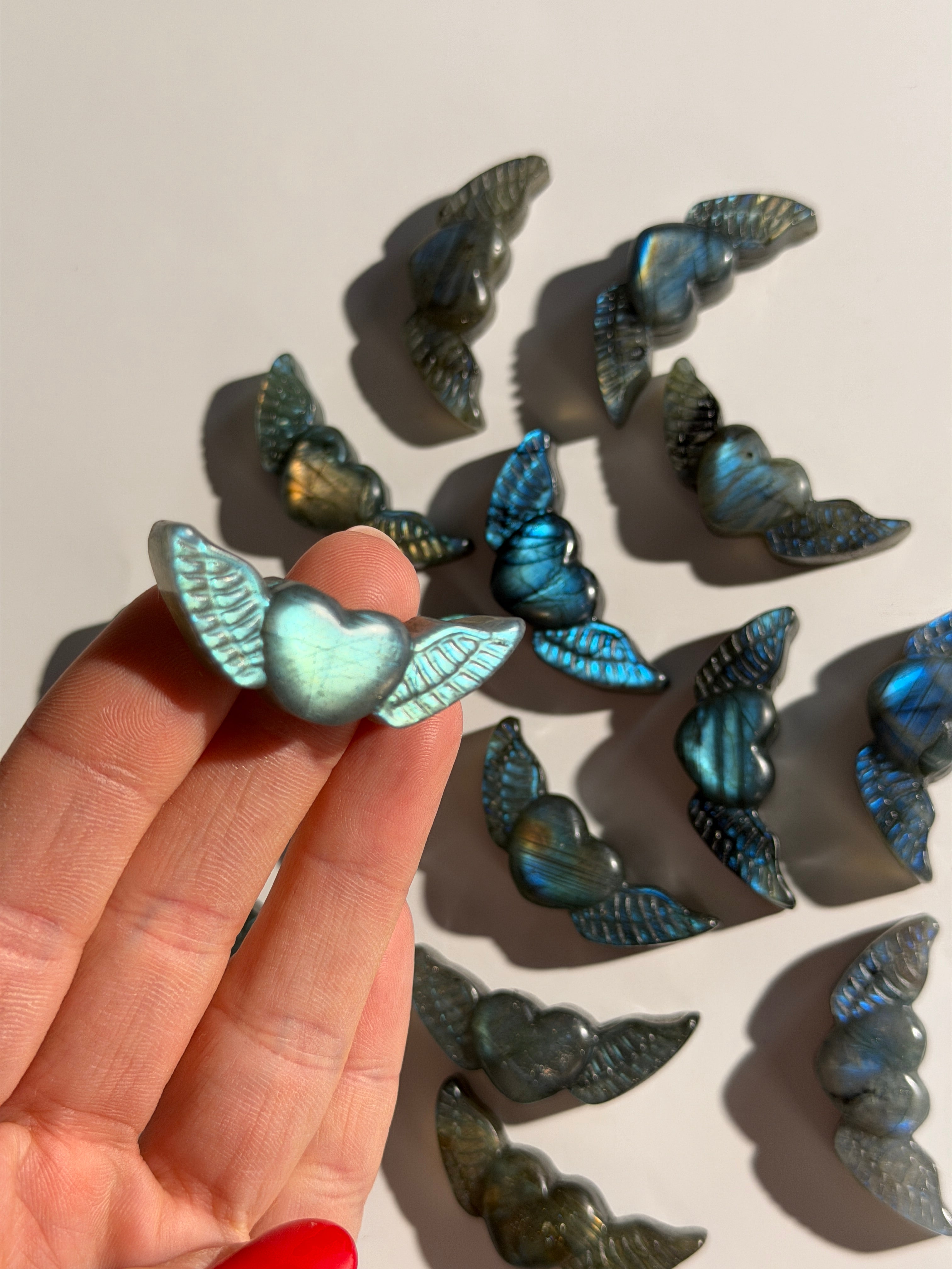 Labradorit Herz mit Flügeln Mini