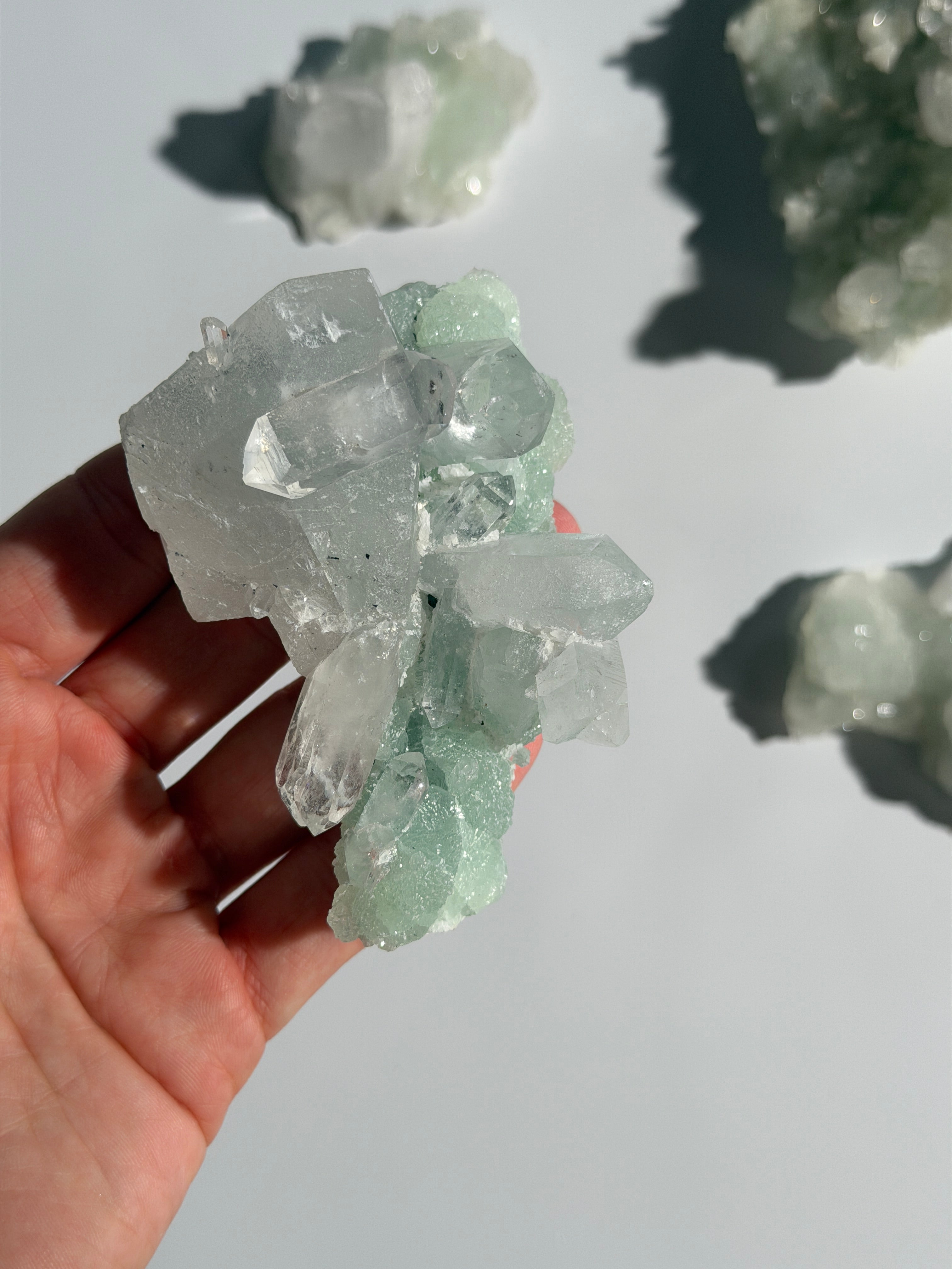 Prehnit mit Quarz Cluster | Rare