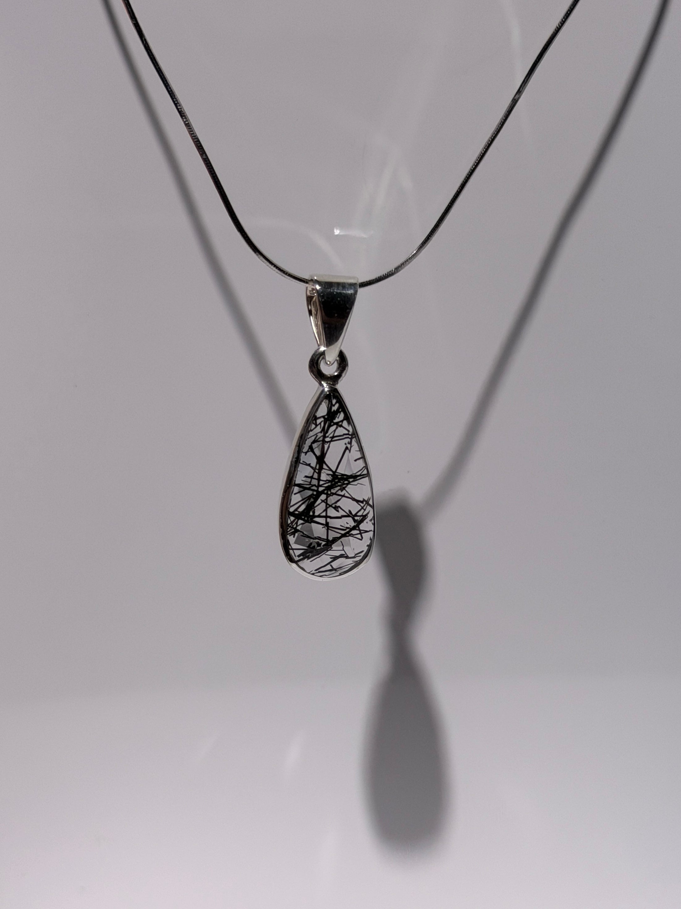Turmalin in Quarz Anhänger | Highest Quality | 925 Sterling Silber