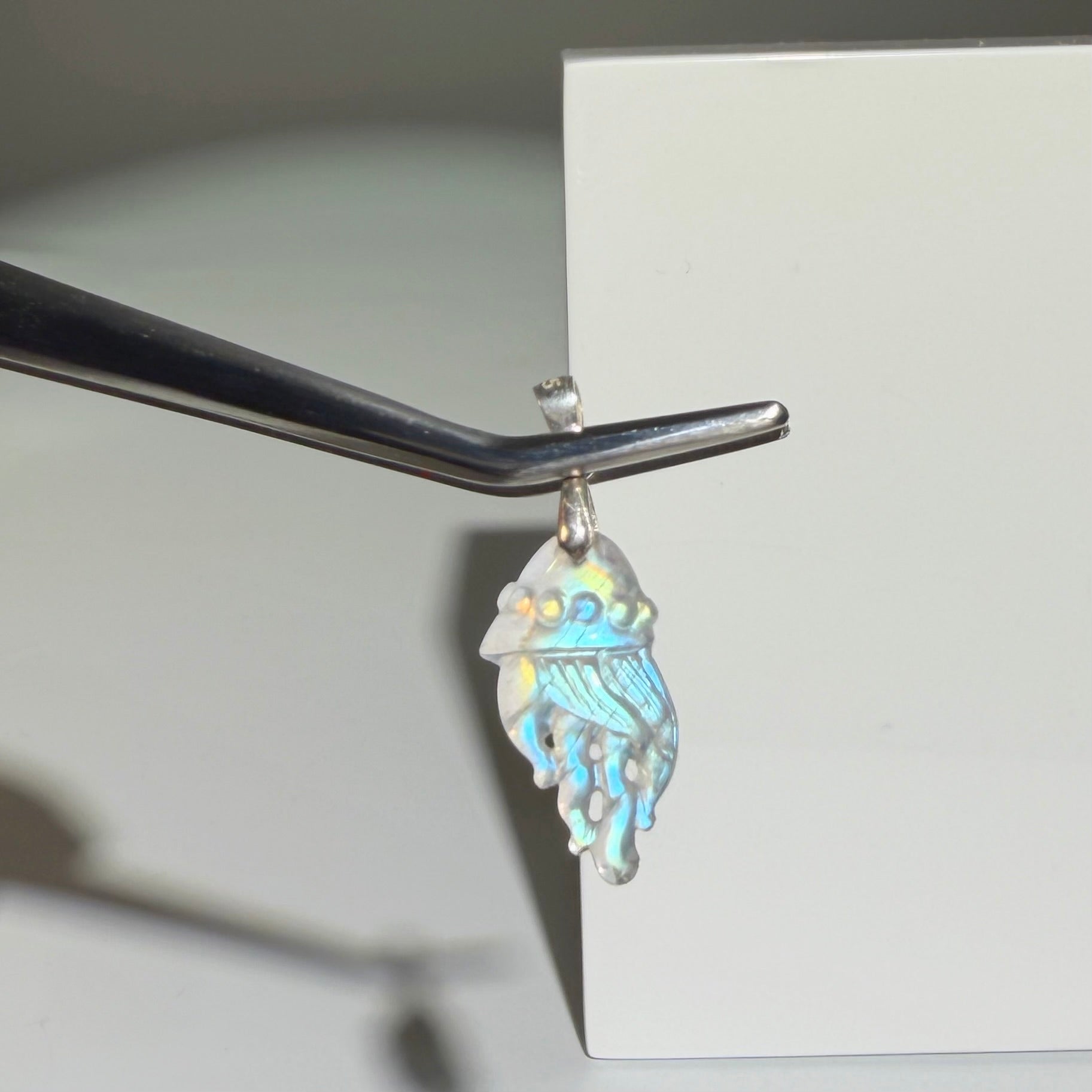 Mondstein Anhänger - Qualle | High Quality | 925 Sterling Silber