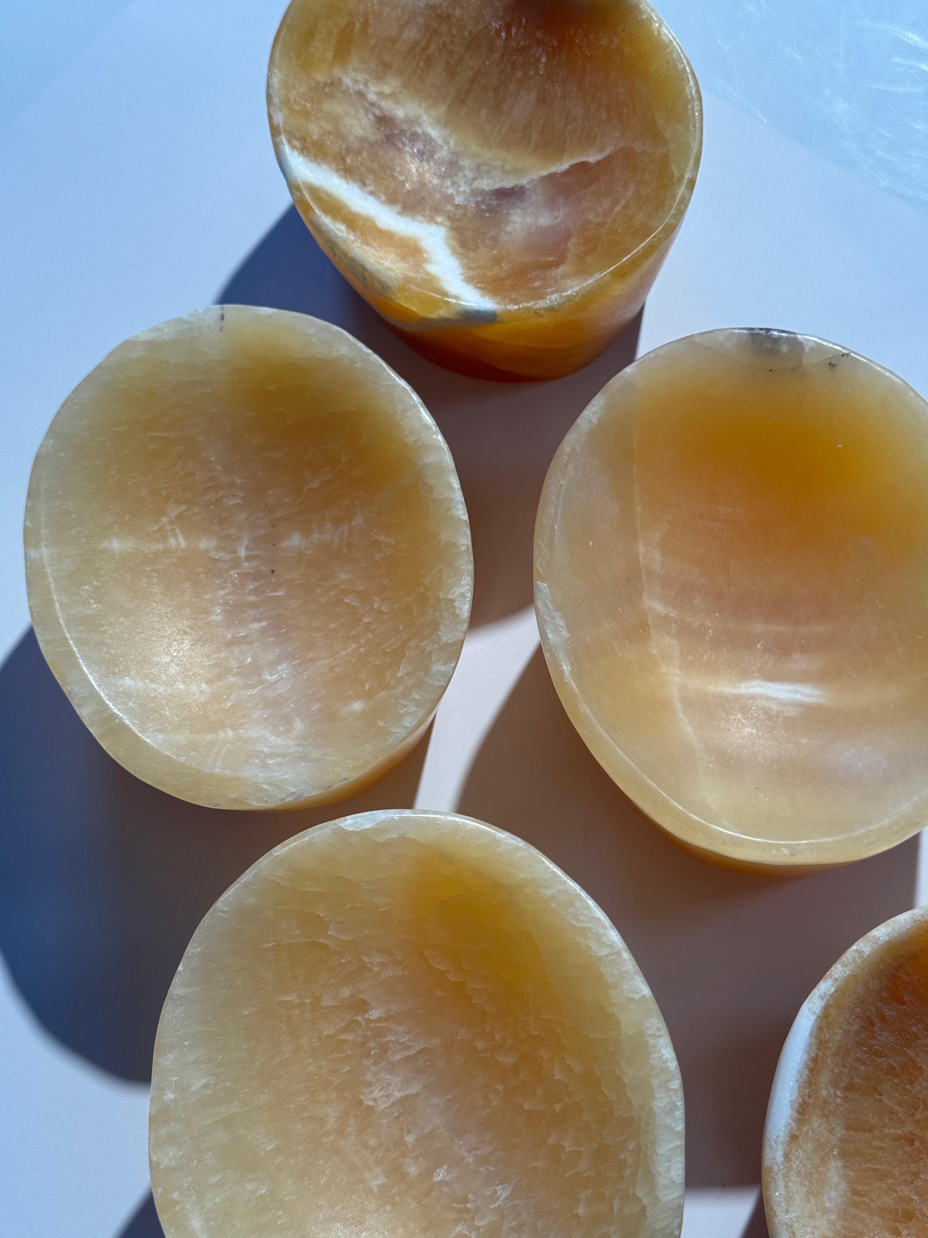 Orangencalcit Schale Oval