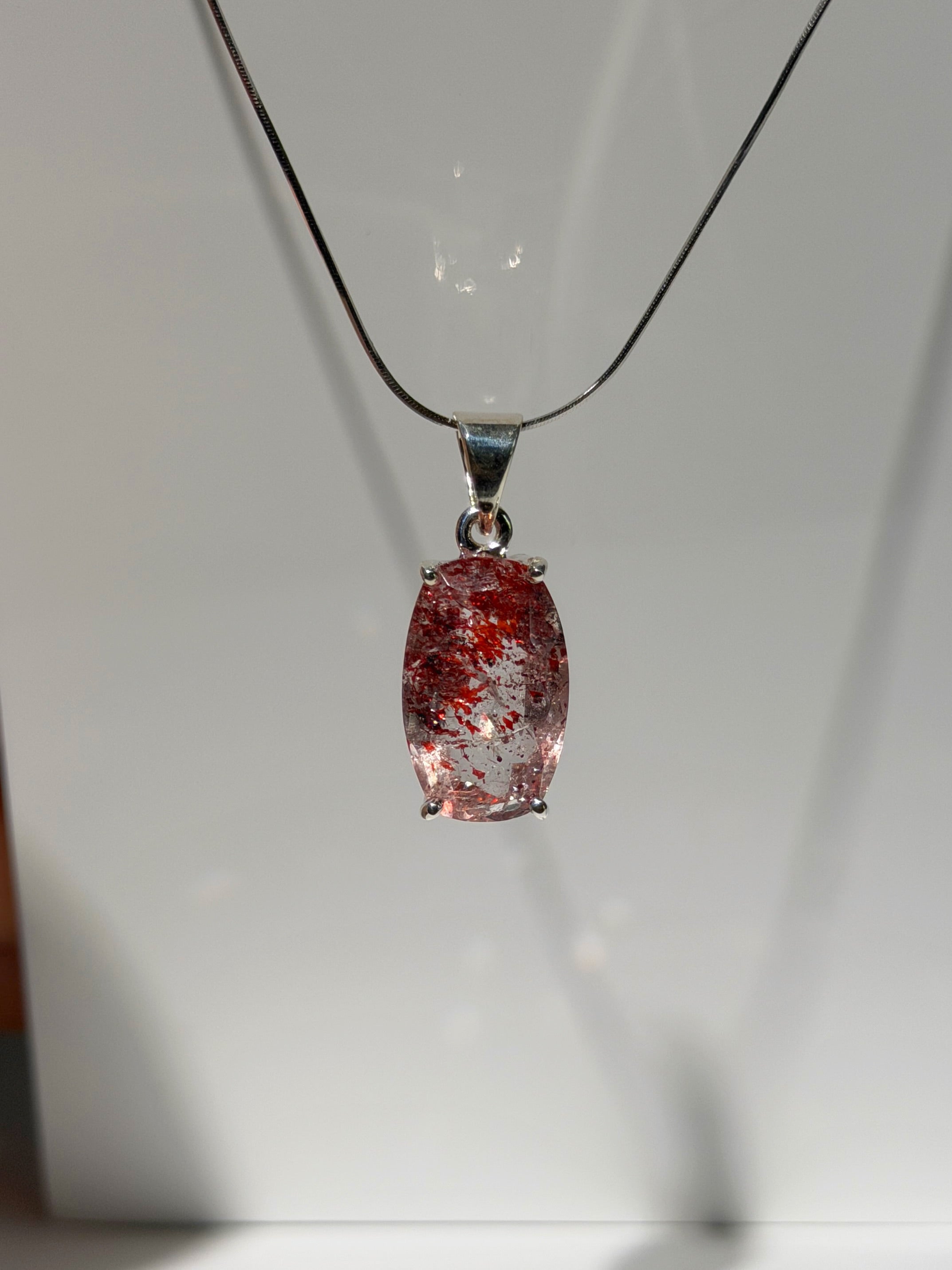 Erdbeerquarz Anhänger | Highest Quality | 925 Sterling Silber