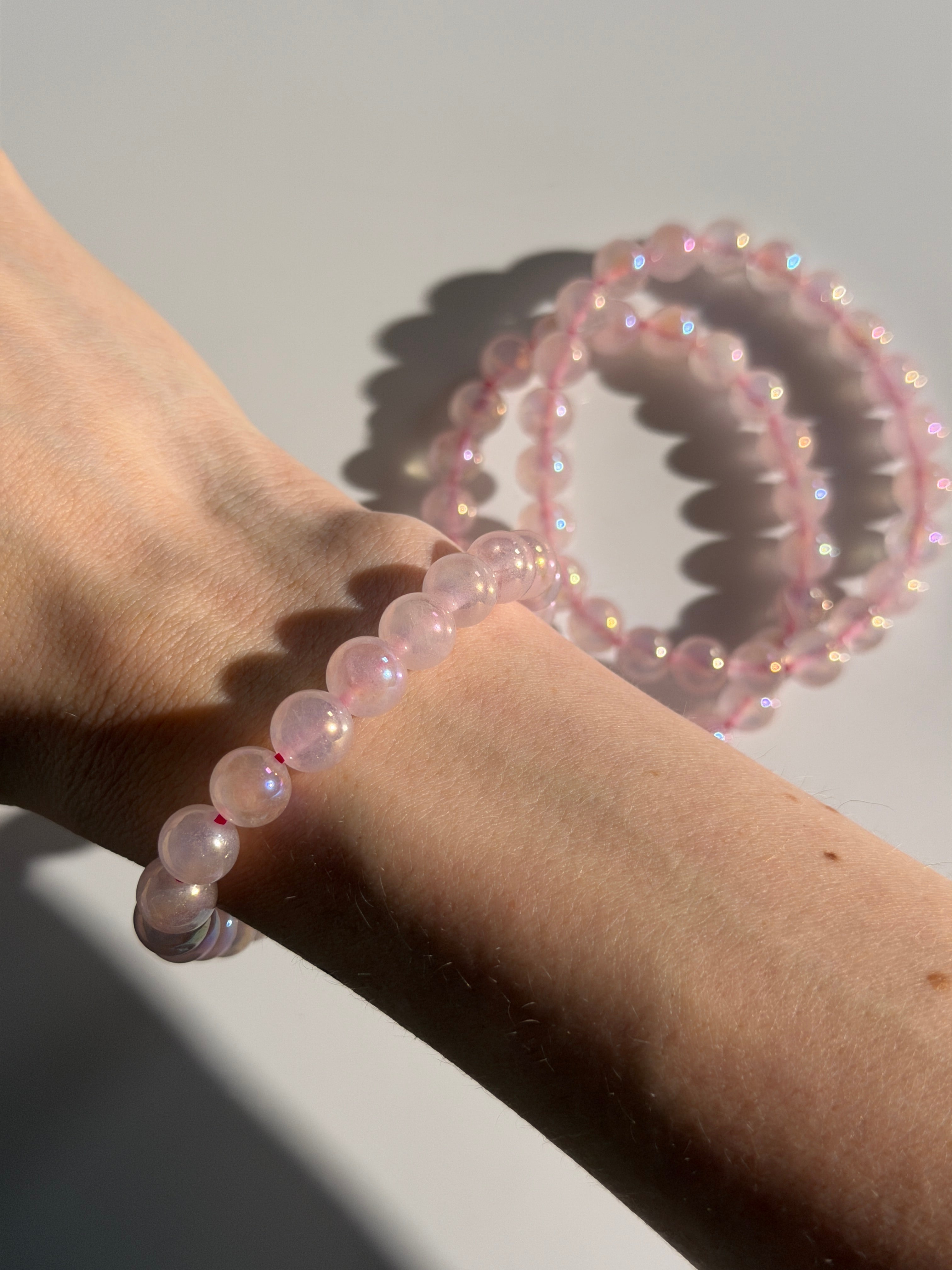 Aura Rosenquarz Kugelarmband