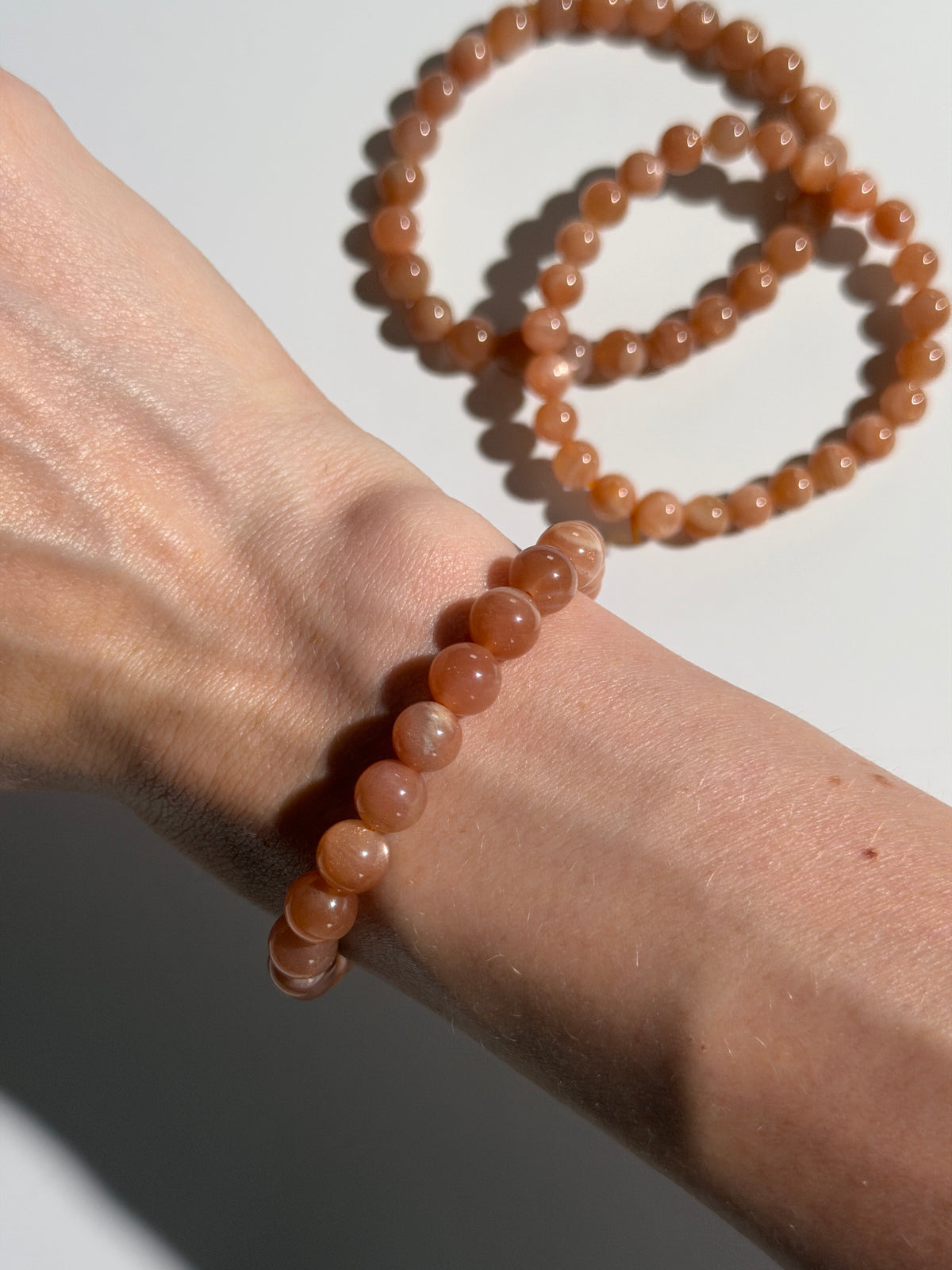 Pfirsich Mondstein Armband