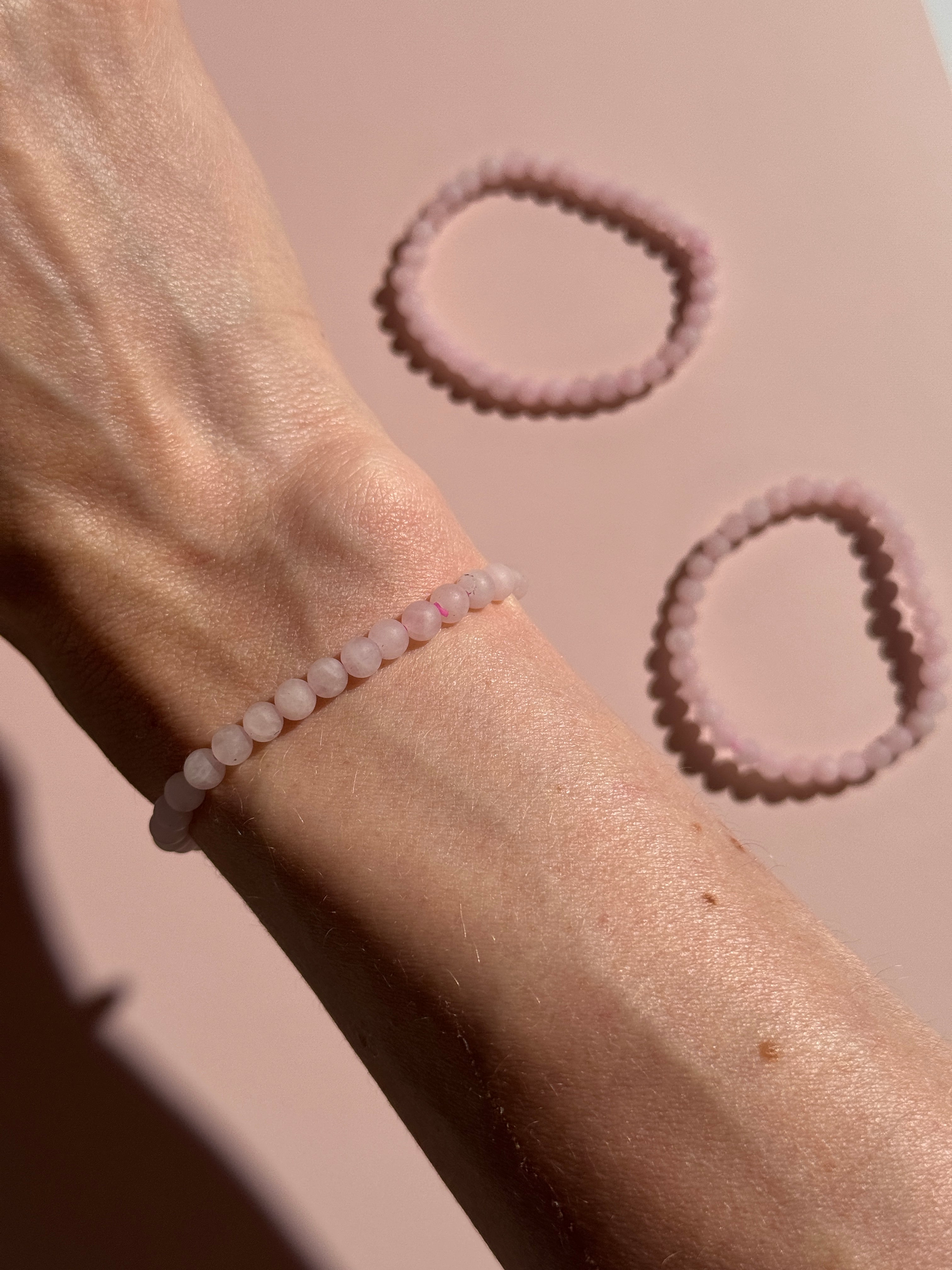 Rosenquarz Kugelarmband Matt Slim | KLEIN