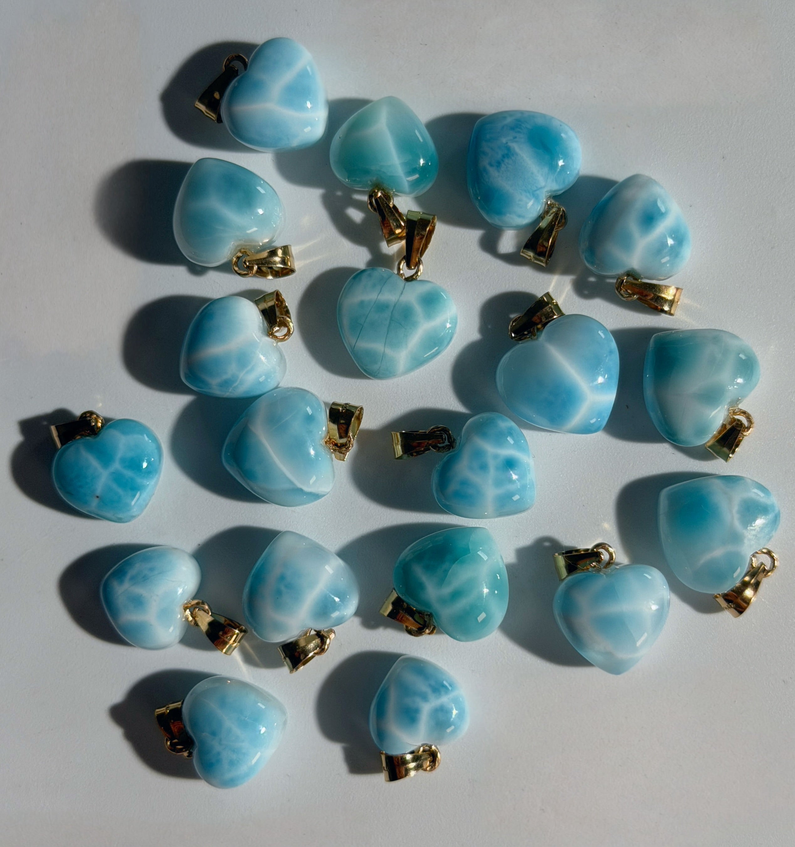 Larimar Anhänger | Gold 14k | Herz