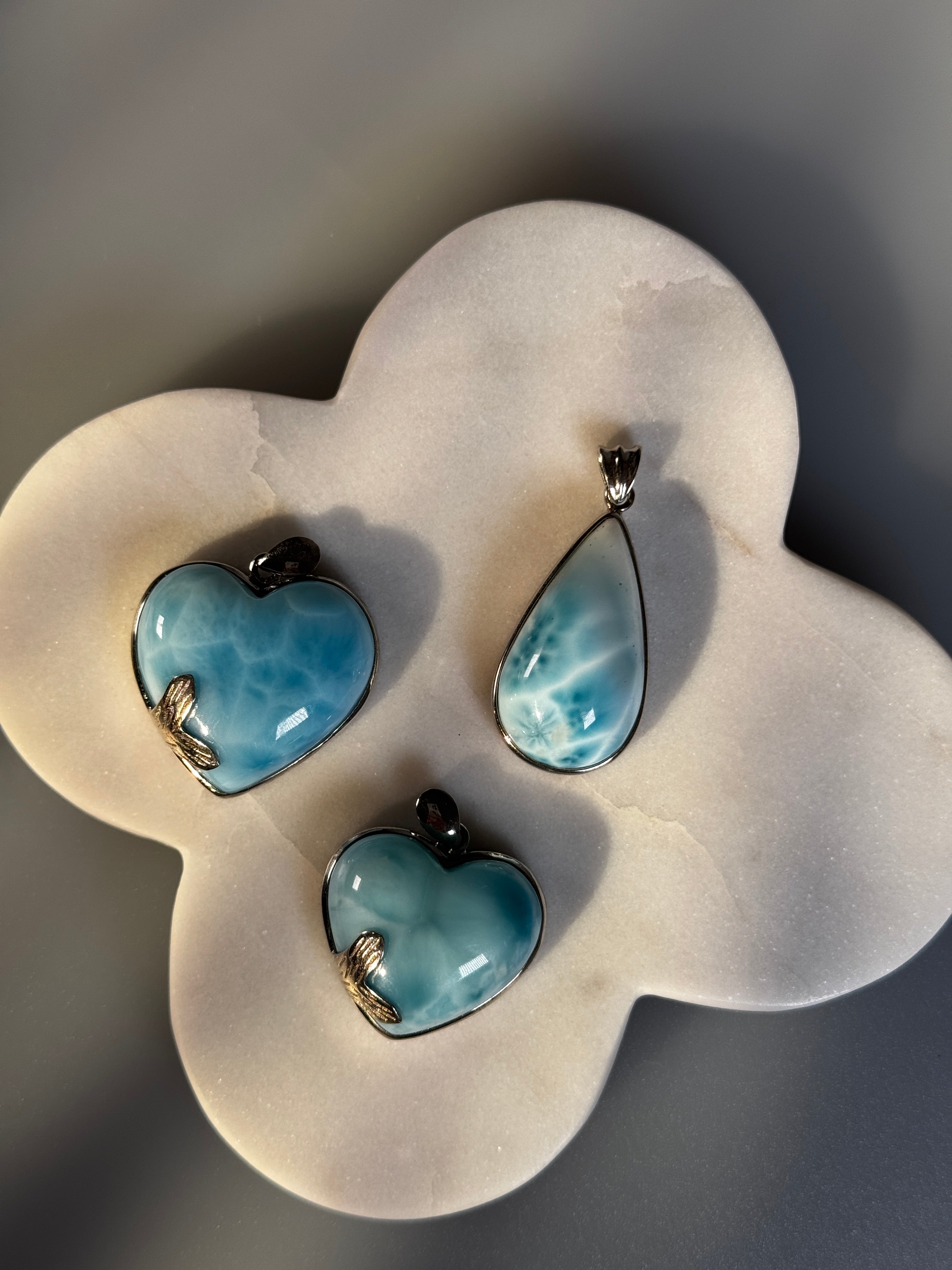 Larimar Anhänger auf 925 Sterling Silber