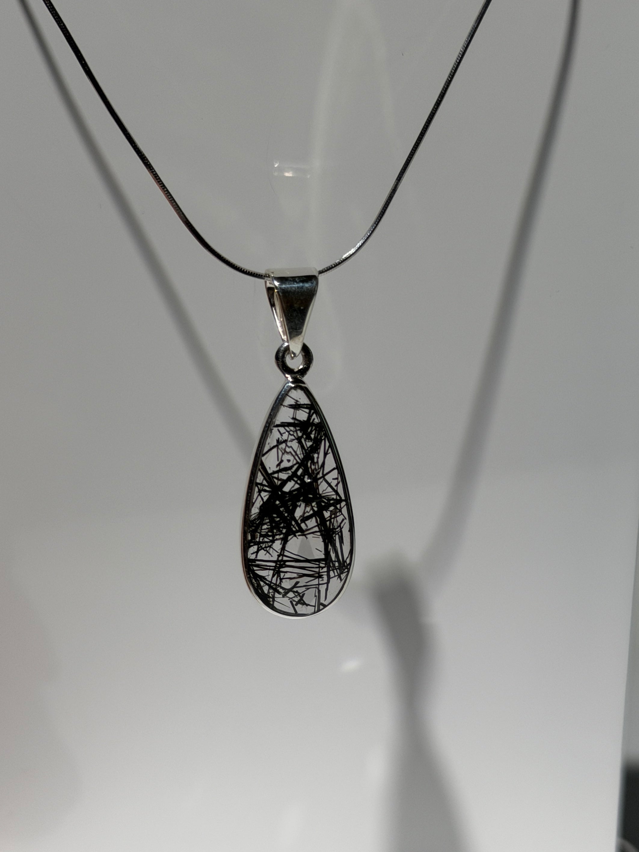Turmalin in Quarz Anhänger | Highest Quality | 925 Sterling Silber