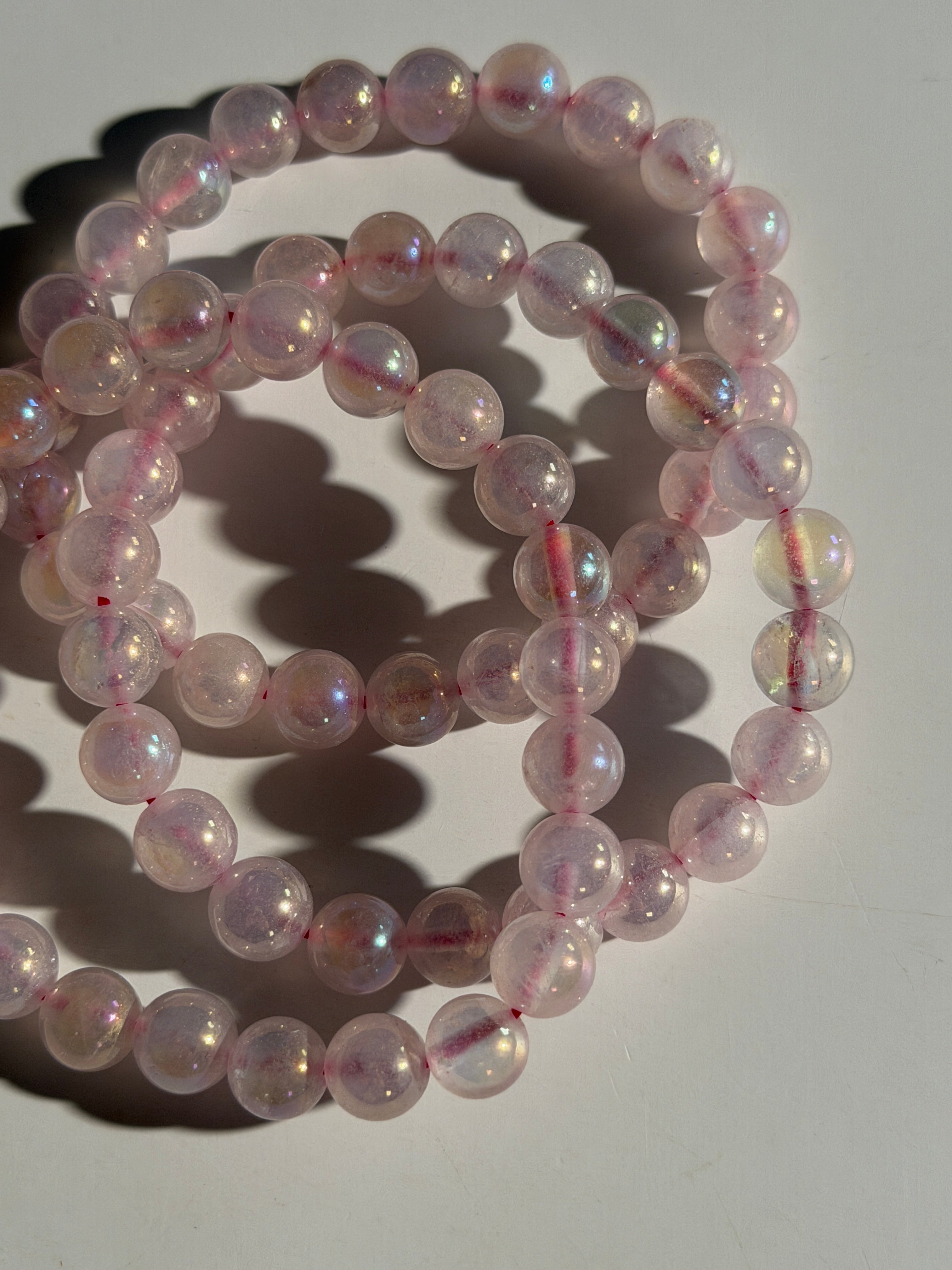 Aura Rosenquarz Kugelarmband